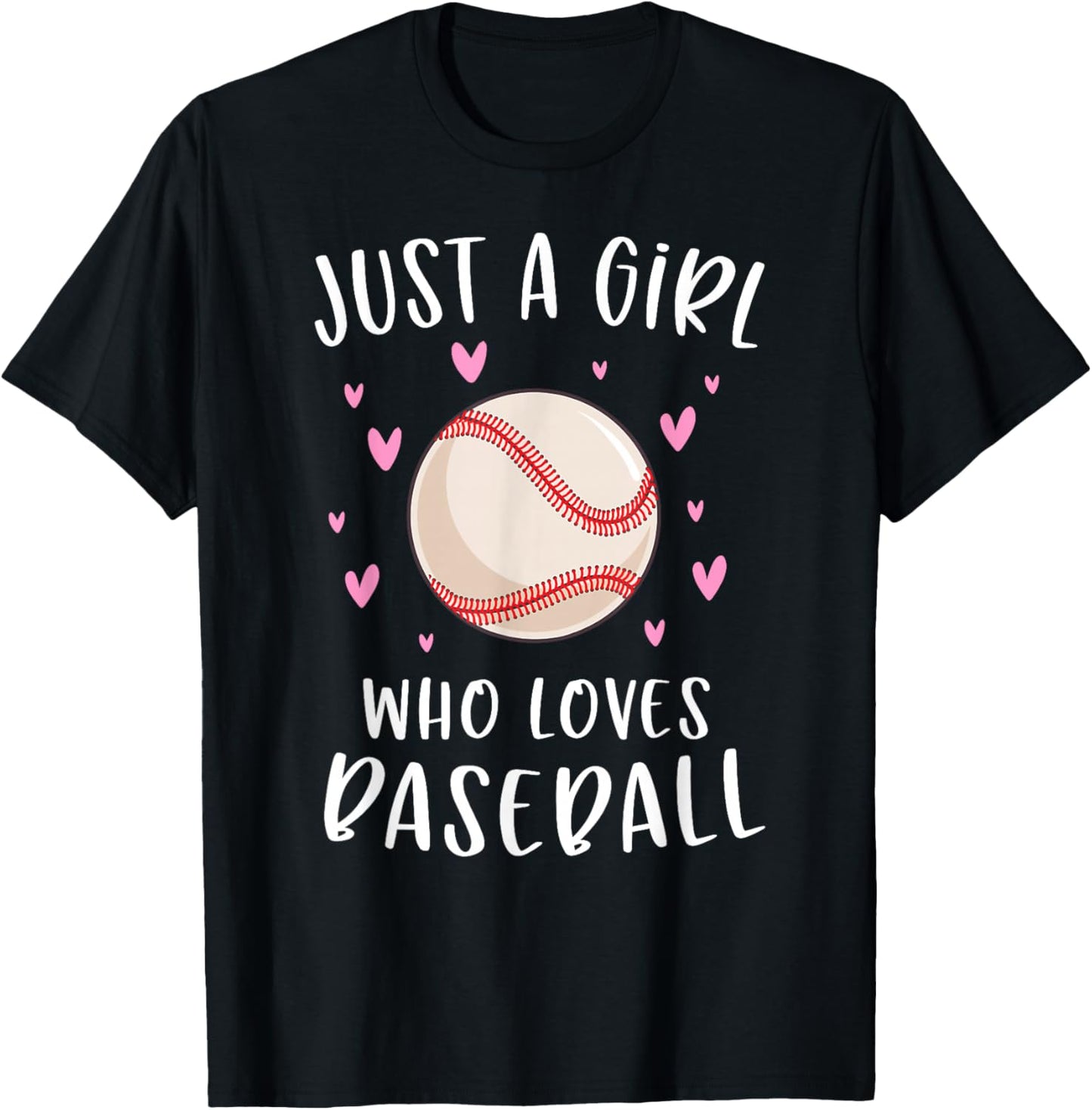 Cute Baseball Shirt for Girls Just A Girl Who Loves Baseball T-Shirt - T-Shirt | Black