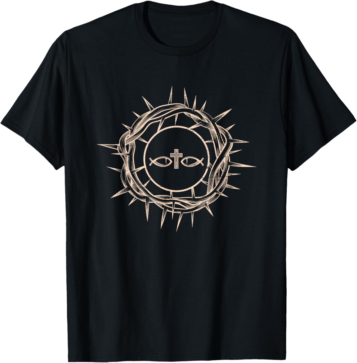 Crown Of Thorns Jesus Christ Christian Catholic Prayer Gift T-Shirt - T-Shirt | Black