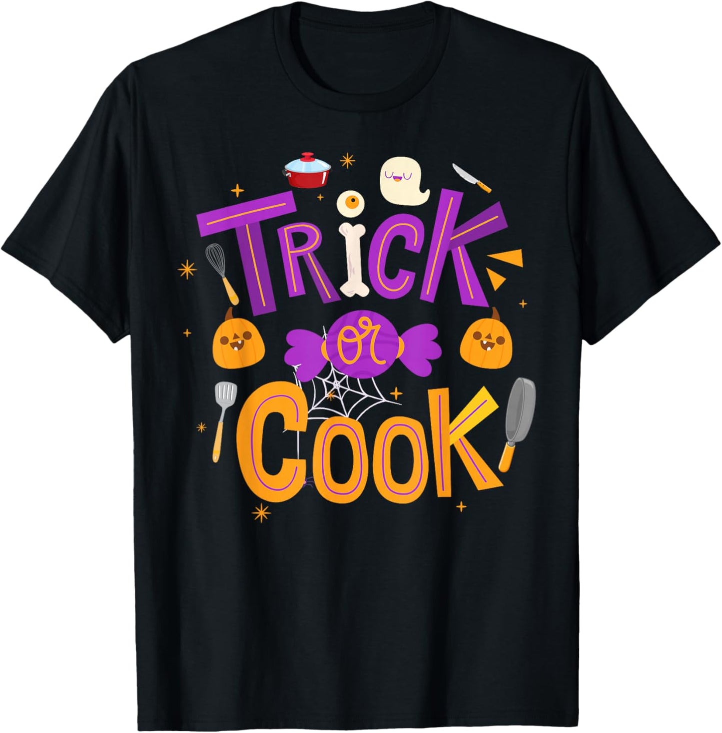 Trick Or Cook Funny Trick Or Treating Chef Cooking Halloween T-Shirt - T-Shirt | Black