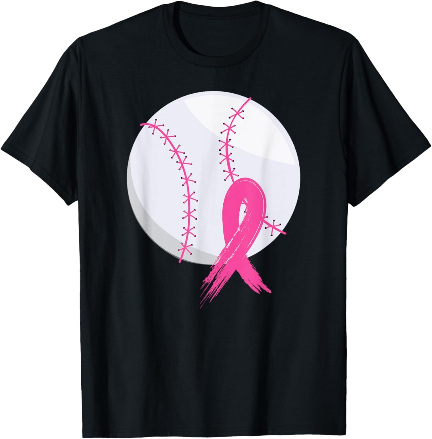 Breast Cancer Pink Ribbon Baseball Awareness Costume T-Shirt - T-Shirt | Black