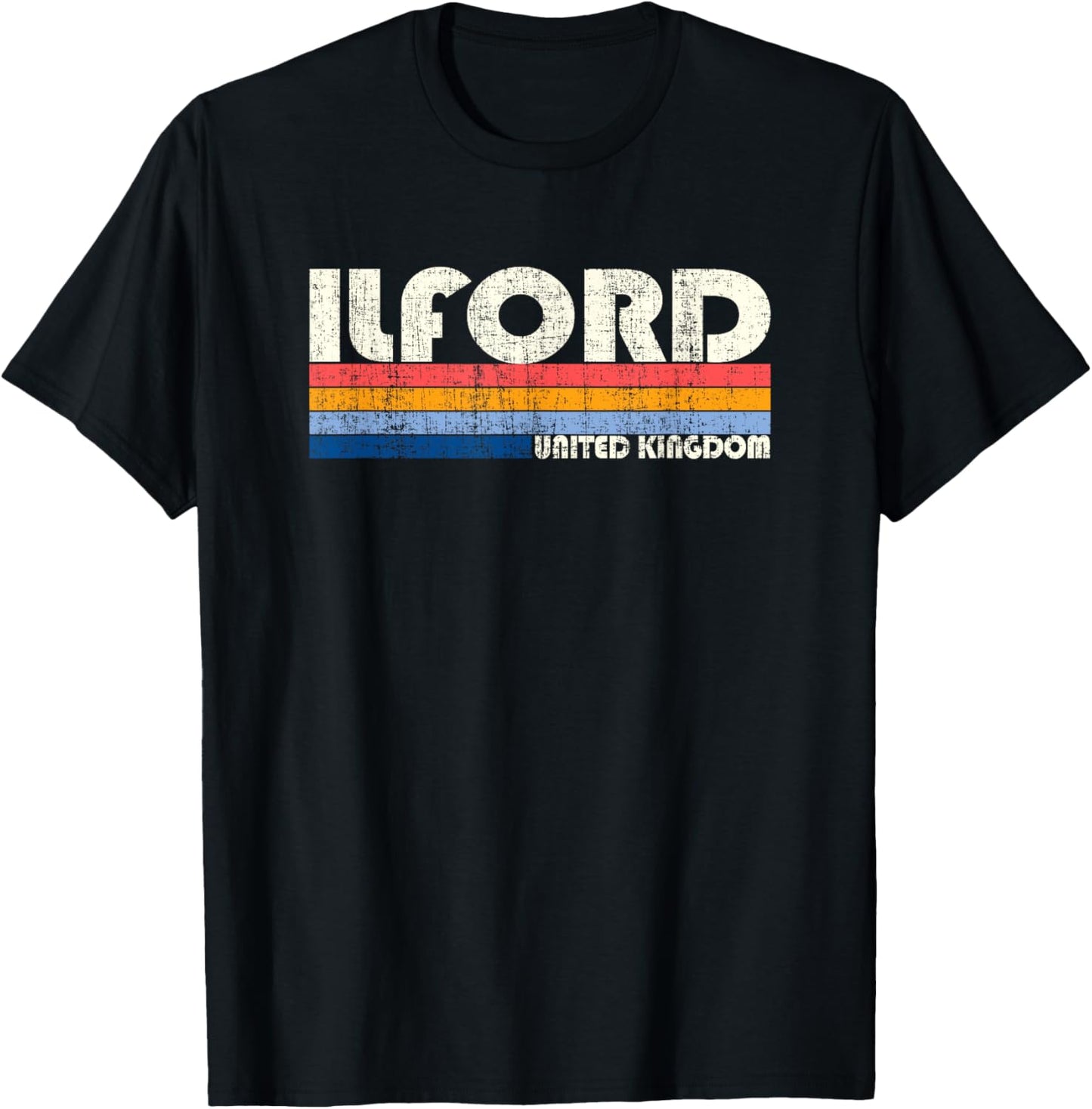 Retro Vintage 70s 80s Style Ilford, United Kingdom T-Shirt - T-Shirt | Black