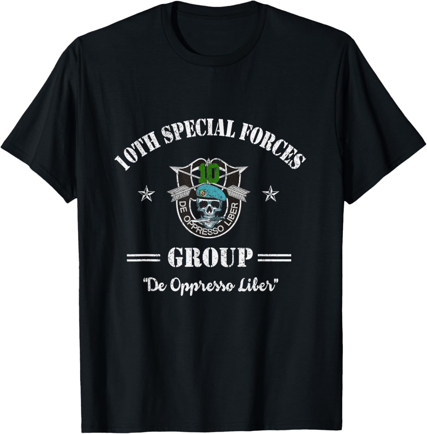 10th Special Forces Group Veteran 10th SFG De Oppresso Liber T-Shirt - T-Shirt | Black