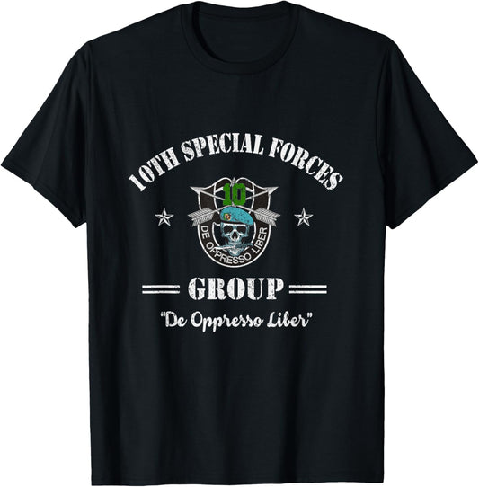 10th Special Forces Group Veteran 10th SFG De Oppresso Liber T-Shirt - T-Shirt | Black