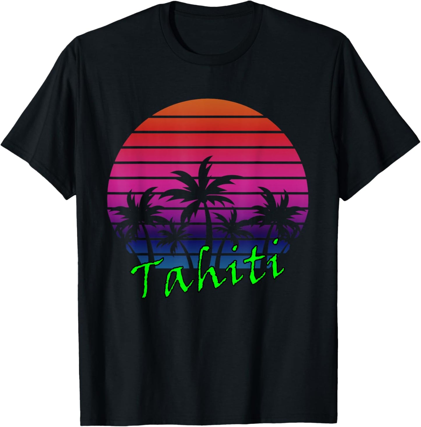 Tahiti Retro Vintage Sunset T-Shirt - T-Shirt | Black