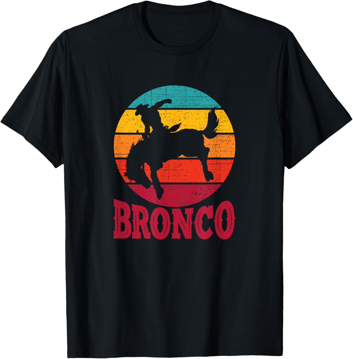 Rodeo Bucking Bronco Horse Vintage Retro Style T-Shirt - T-Shirt | Black