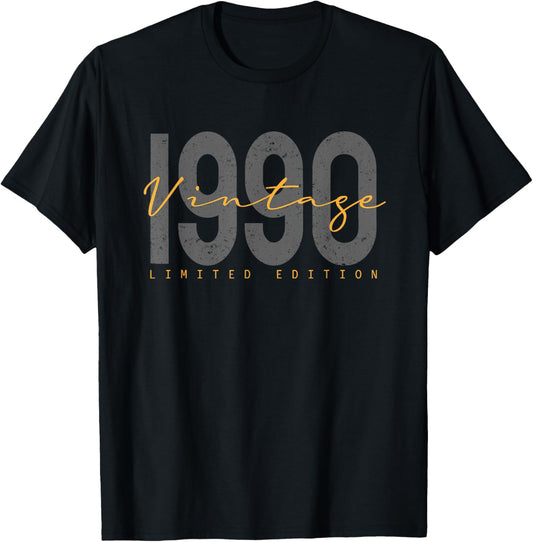 35 Years Old Vintage 1990 35th Birthday Decoration Men Women T-Shirt - T-Shirt | Black