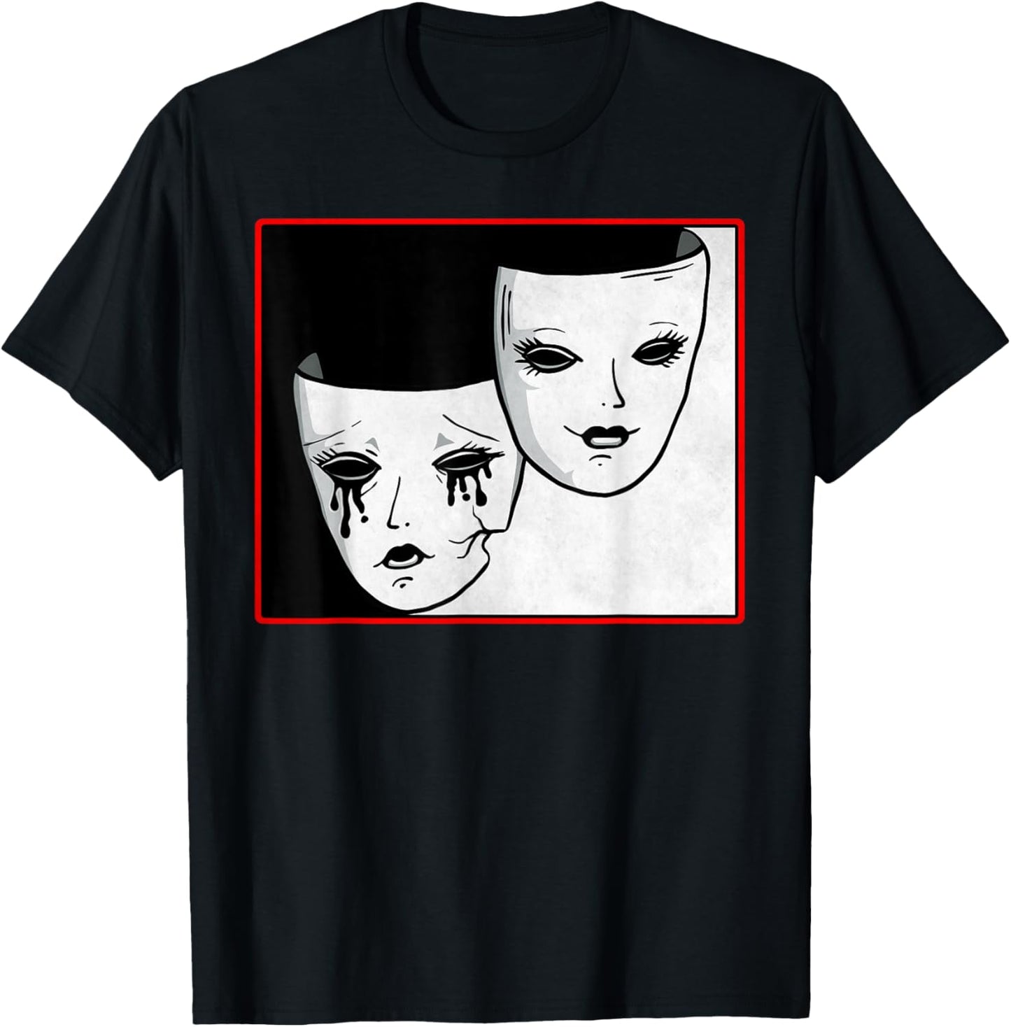 Theater Mask Soft Grunge Darma Comedy And Tragedy Goth T-Shirt - T-Shirt | Black