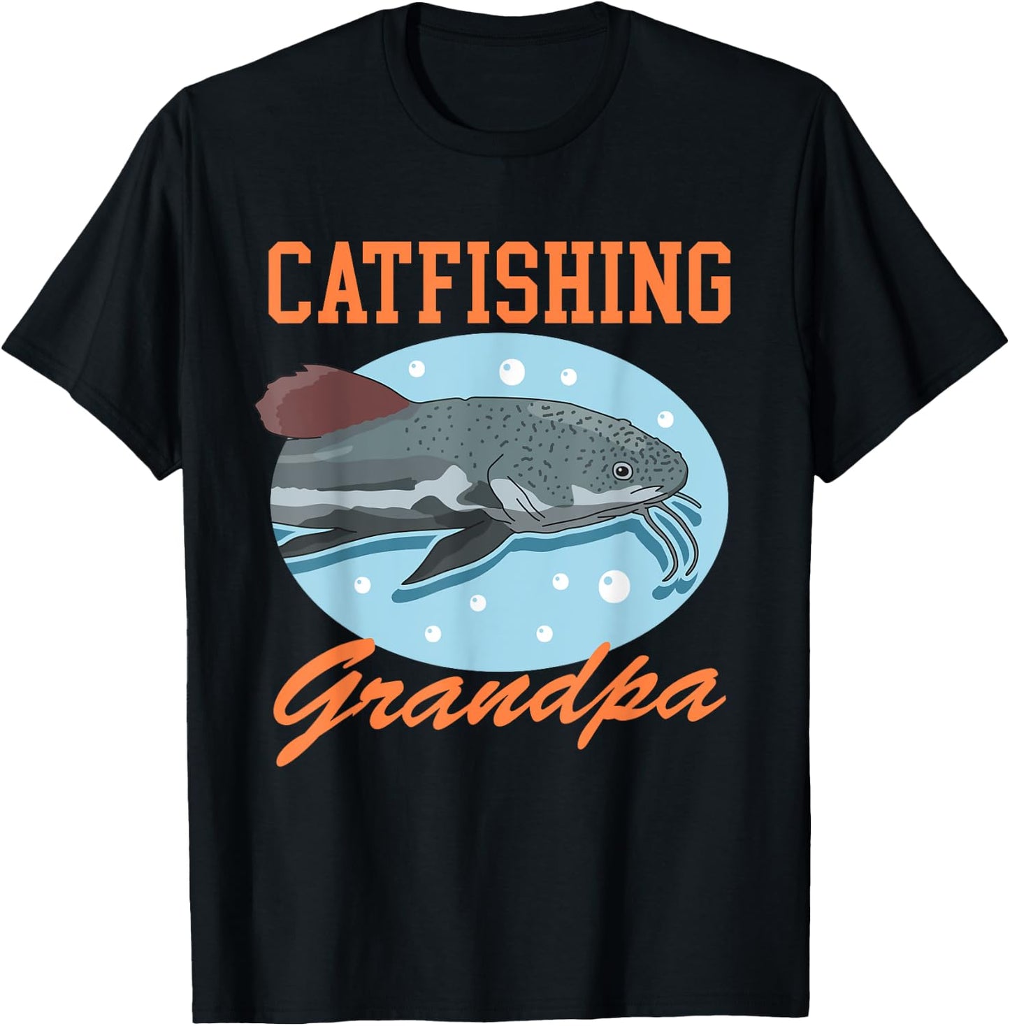 Catfishing Grandpa | Catfish Fisherman Catfishes Fishing T-Shirt - T-Shirt | Black