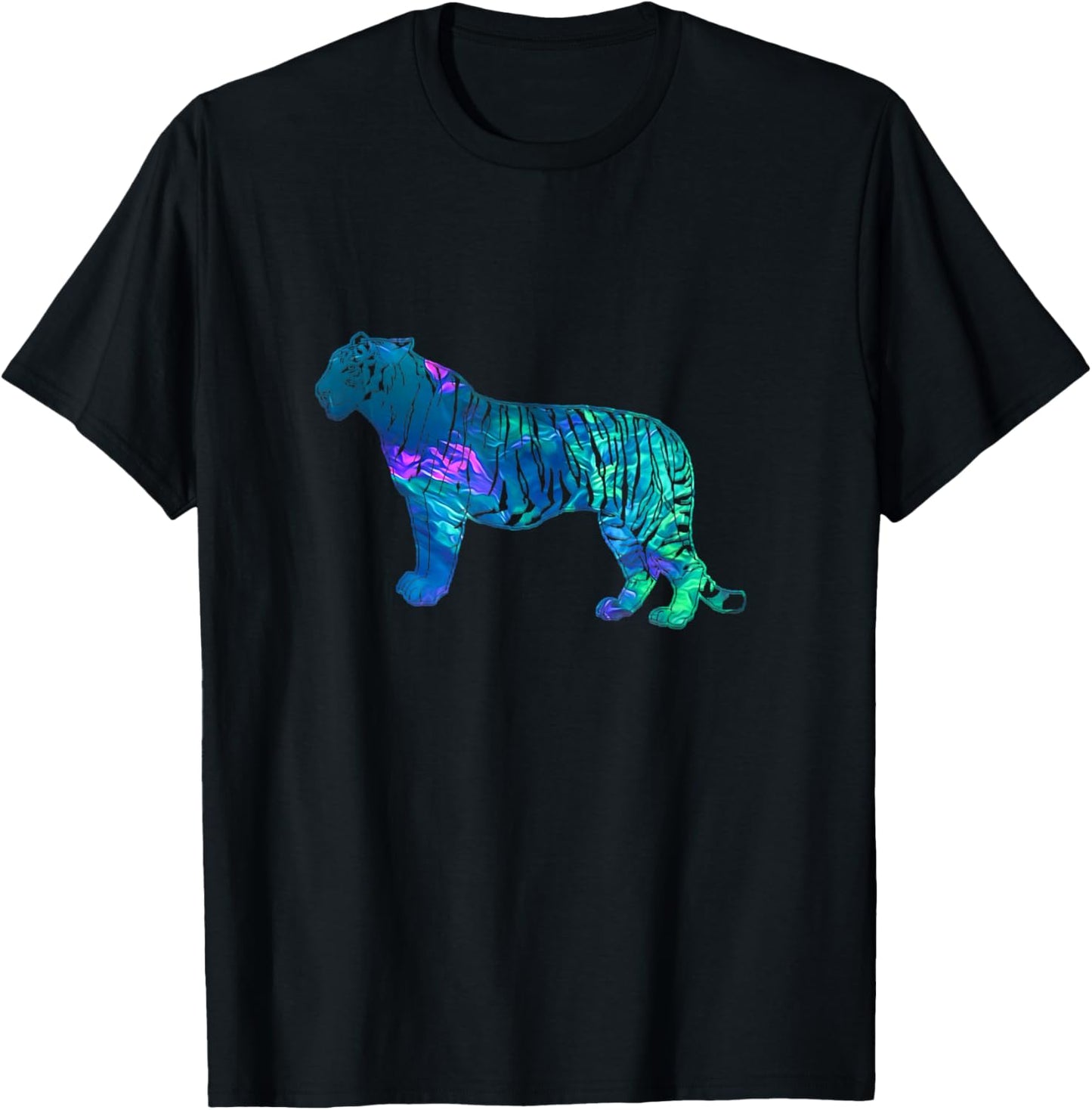 Cyan Blue Violet teal Tiger For Animal lover Christmas T-Shirt - T-Shirt | Black