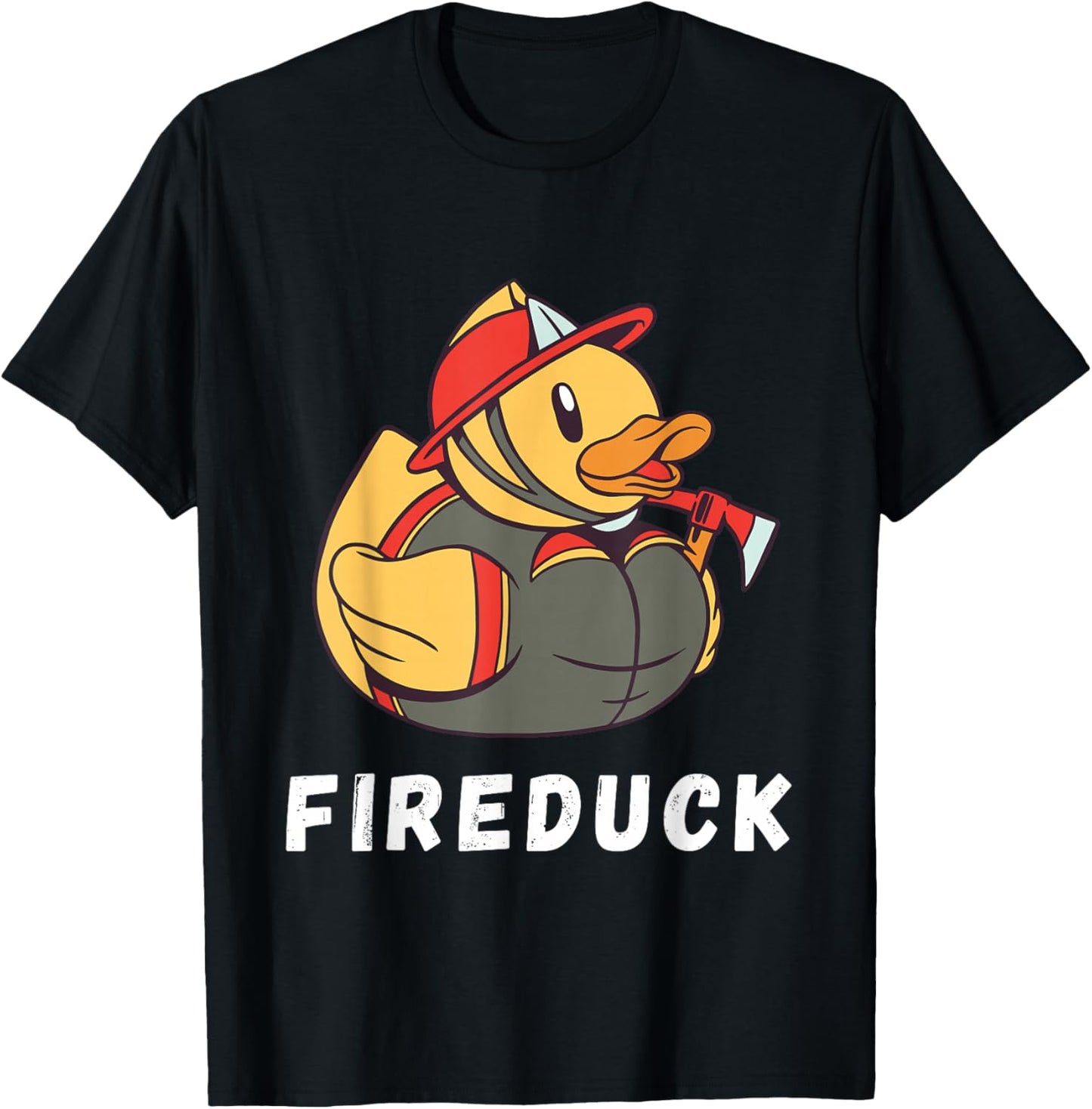 Firefighter Fireman Duck Fire Volunteer Duck T-Shirt - T-Shirt | Black