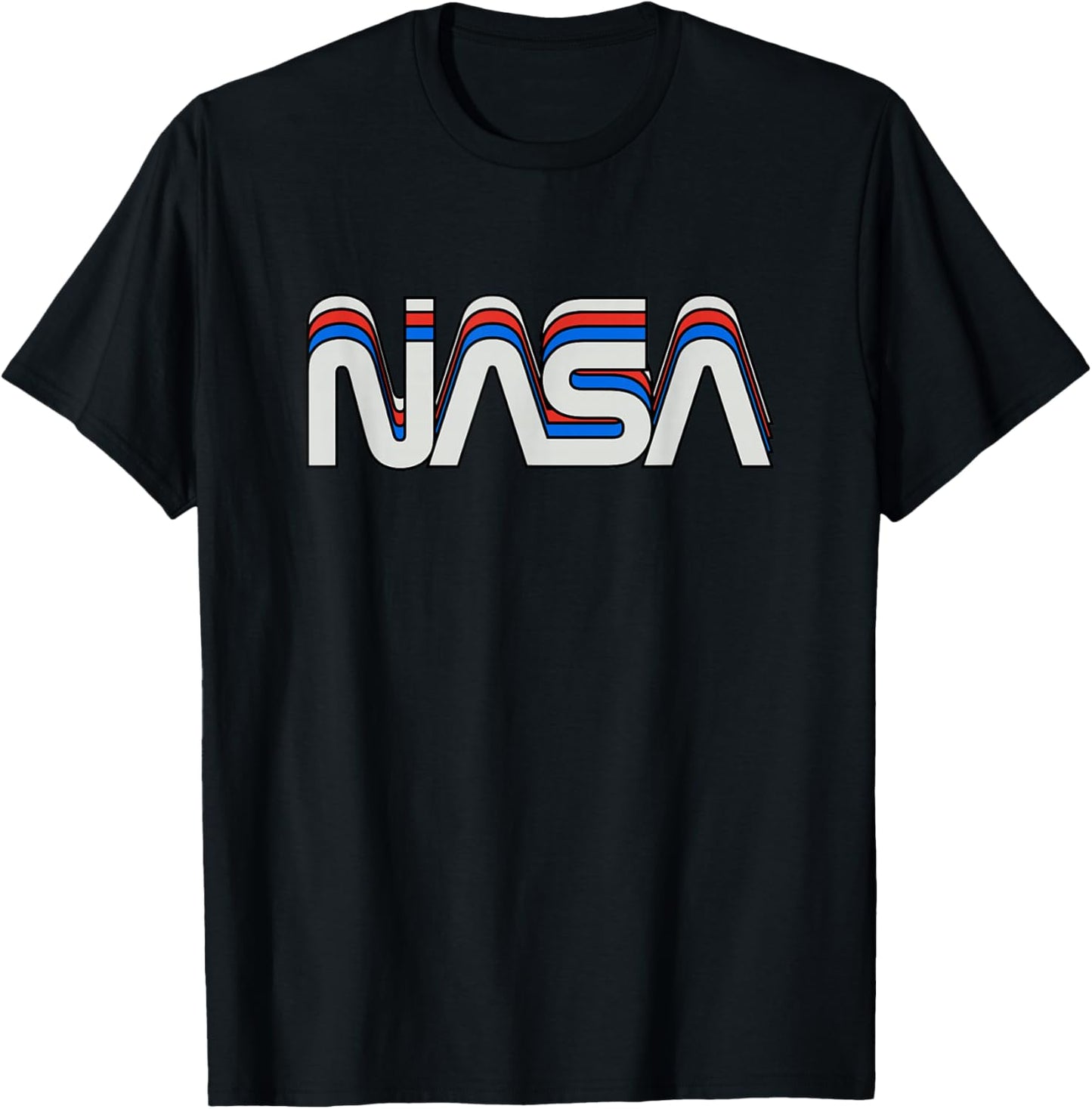 NASA Shirts and Gifts for space geeks and nerds 70s 80s Retro Vintage NASA Worm Logo -Adults, -Kids Black Medium T-Shirt - T-Shirt | Black