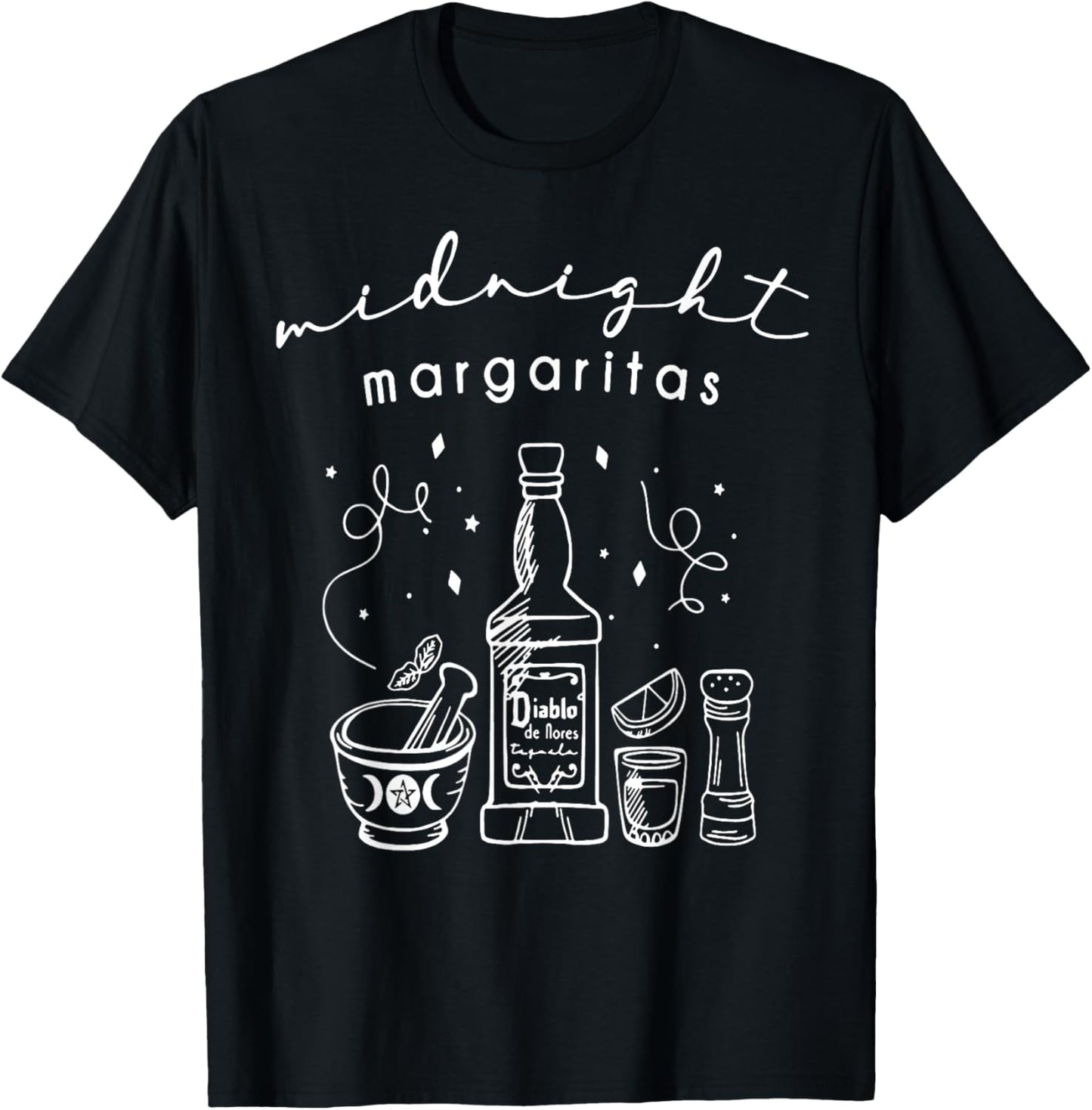 Midnight Margaritas Funny Halloween Witches T-Shirt - T-Shirt | Black