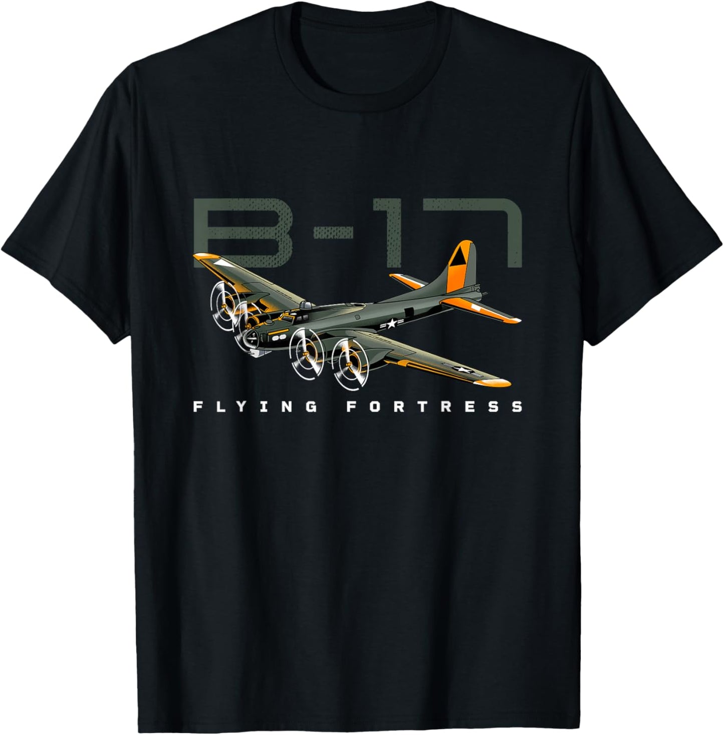 Flying Fortress B-17 World War II Classic Warbird Airplane T-Shirt - T-Shirt | Black