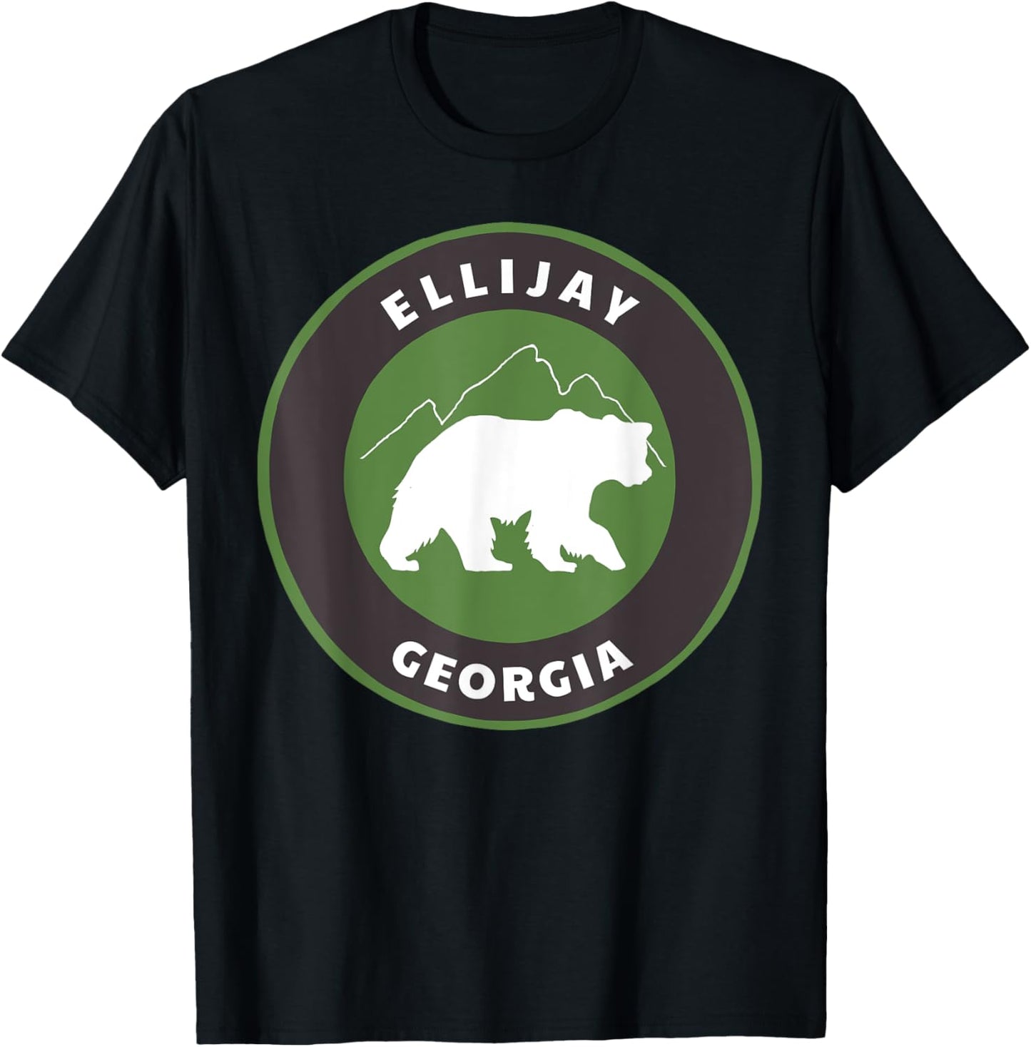 Ellijay Georgia Outdoors GA Bear Mountains Badge T-Shirt - T-Shirt | Black