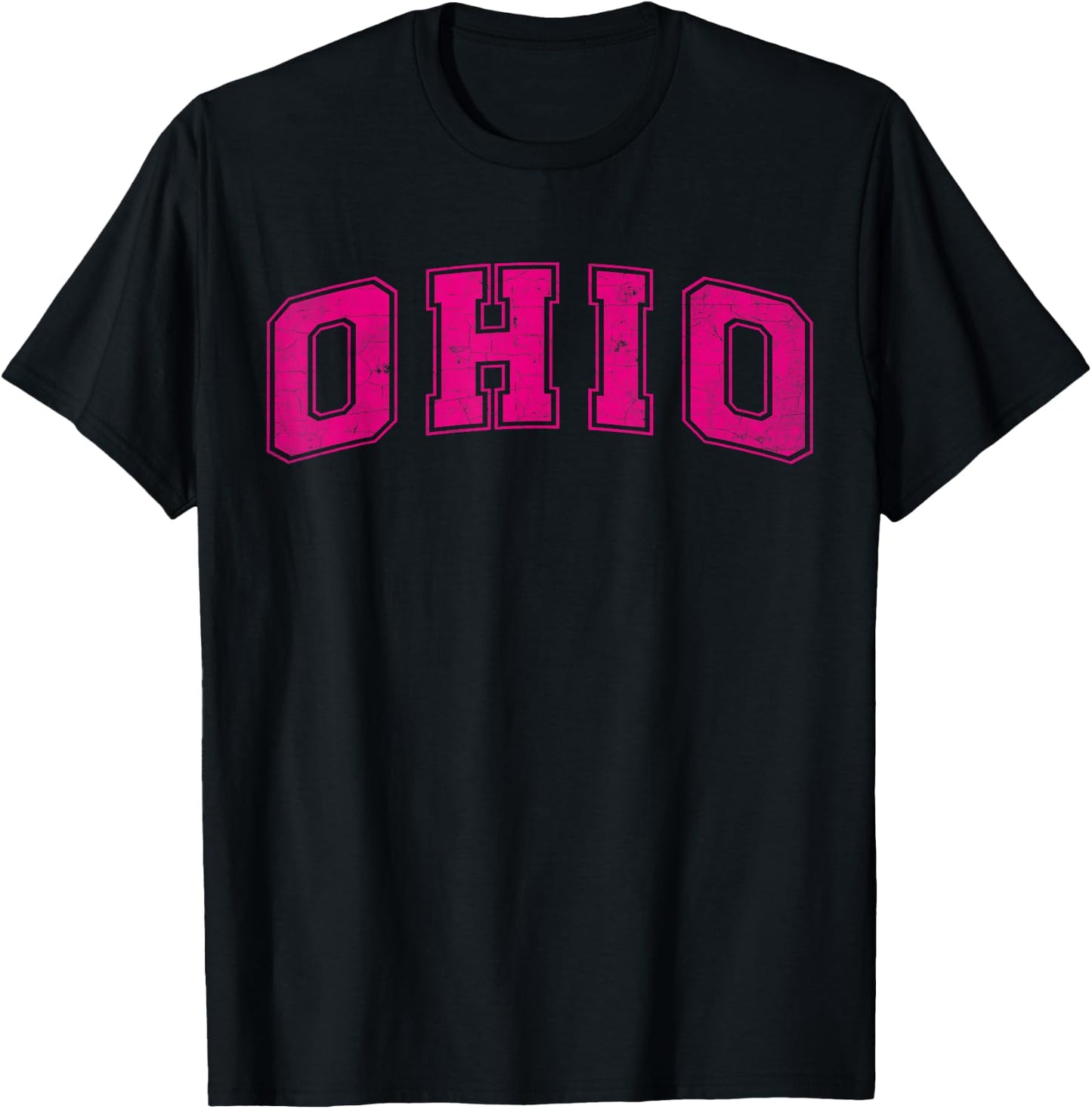 Ohio Pink Vintage Style Retro Text T-Shirt - T-Shirt | Black