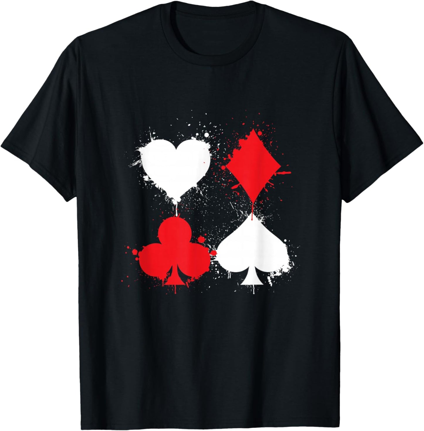 Playing Cards Poker Heart Spade Diamond Club T-Shirt - T-Shirt | Black