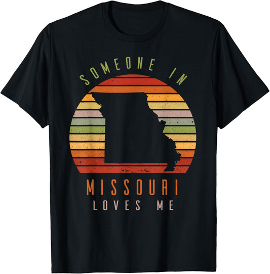 Someone in Missouri Loves Me Vintage State Retro T-Shirt - T-Shirt | Black