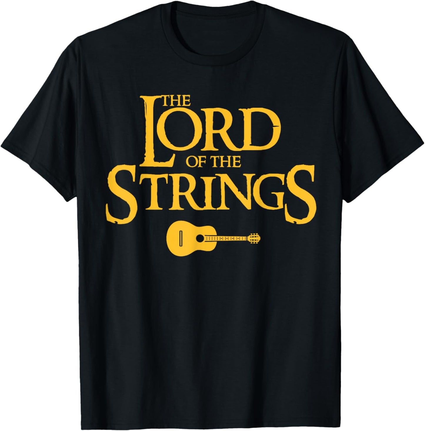 Miftees Guitar Lord of the Strings - Men's Adults Black Short Sleeve Classic Fit Cotton Polyester - Small T-Shirt - T-Shirt | Black
