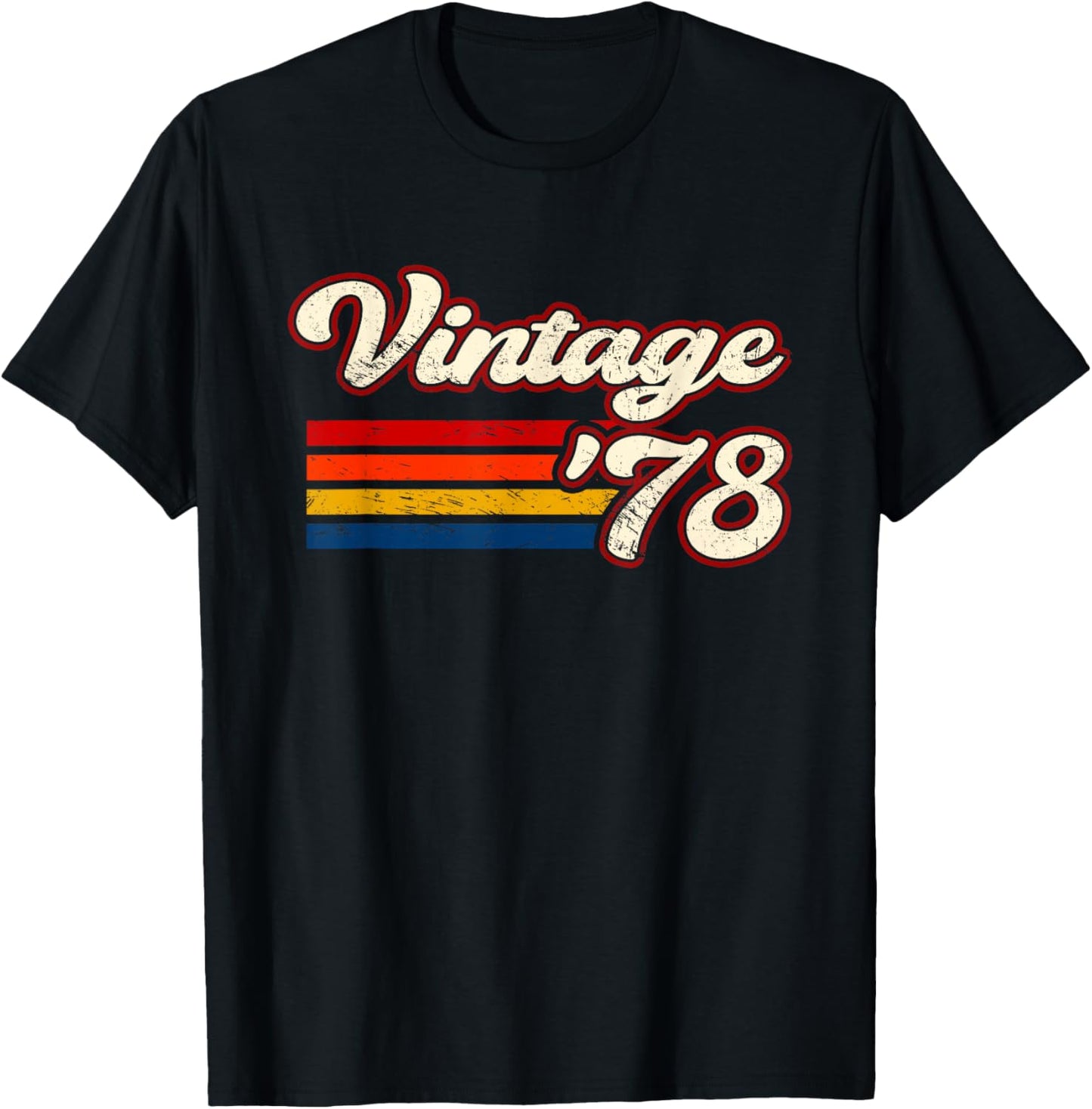 Retro Vintage 78 44 Years Old 44th Birthday Since 1978 T-Shirt - T-Shirt | Black