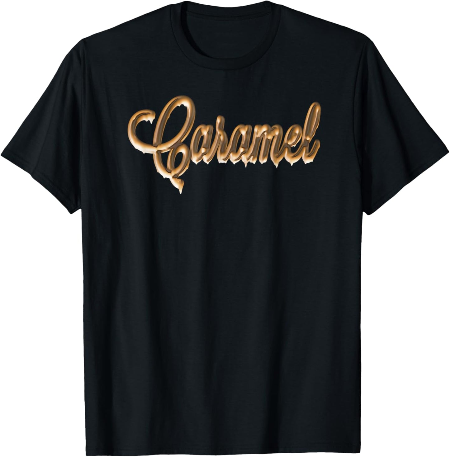 Caramel Melting Graphic Text T-Shirt - T-Shirt | Black