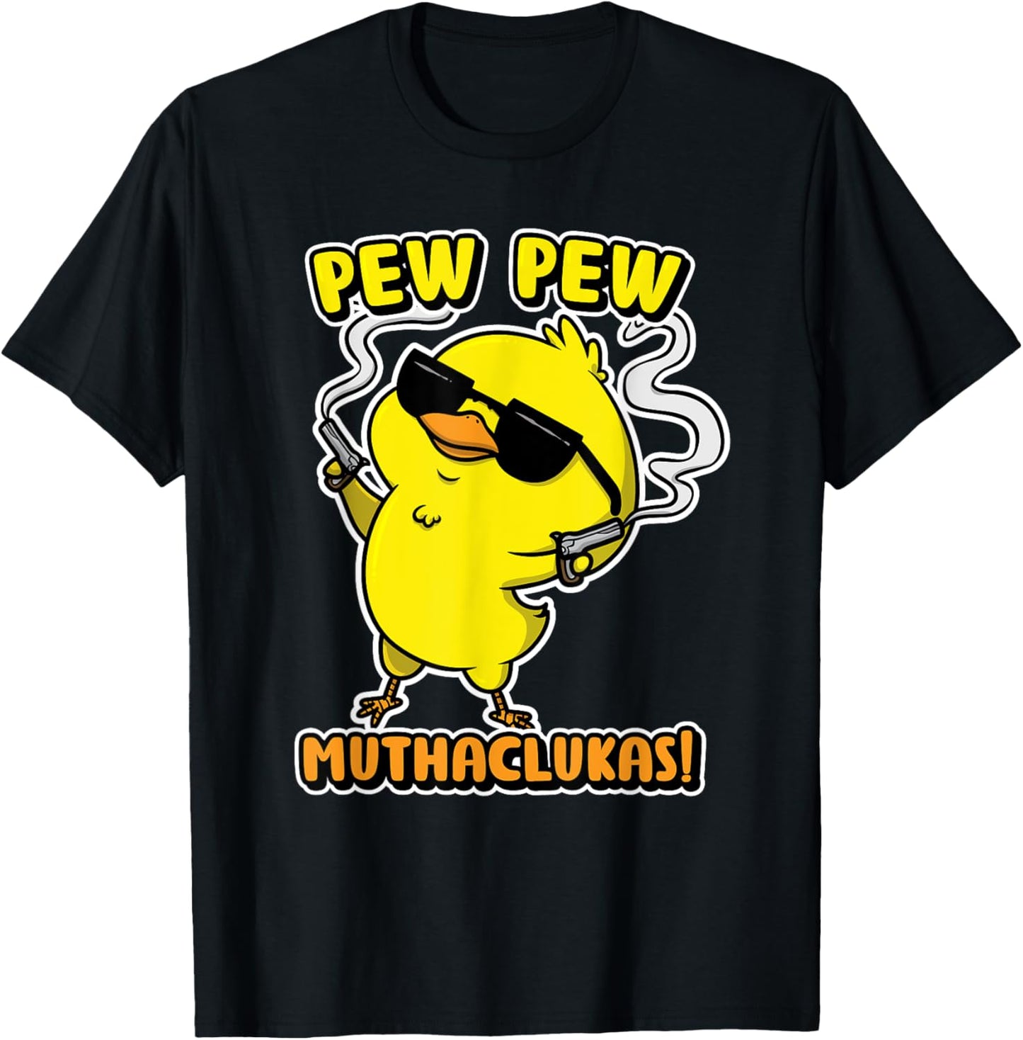 Funny Chicken Shirt Pew Pew Muthacluckas Women Men T-Shirt - T-Shirt | Black