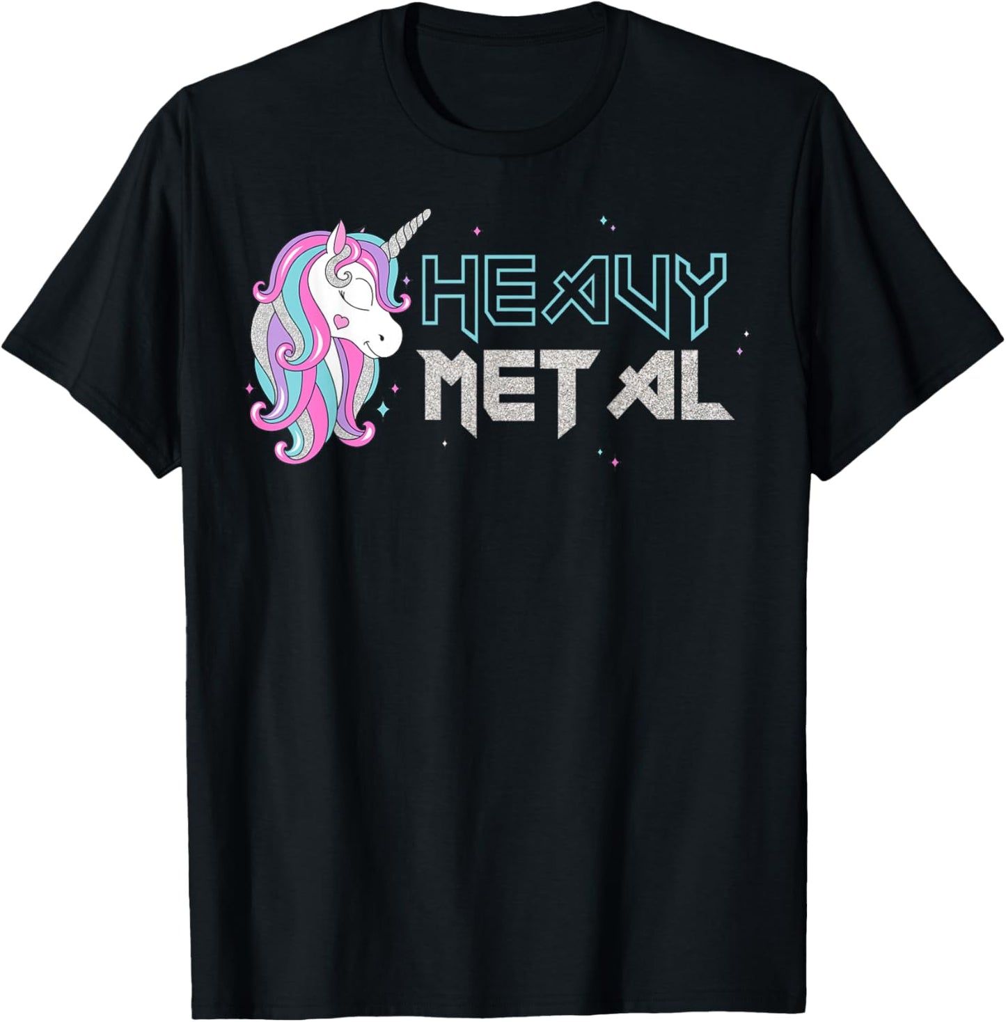 Funny Unicorn Shirt, Ironic Cool Unicorn Heavy Metal Music T-Shirt - T-Shirt | Black