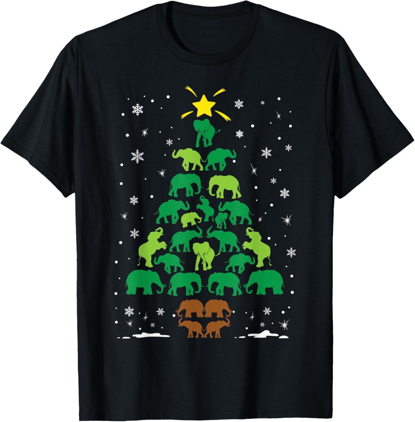 Elephant Lovers Holiday Family Matching Christmas Tree T-Shirt - T-Shirt | Black
