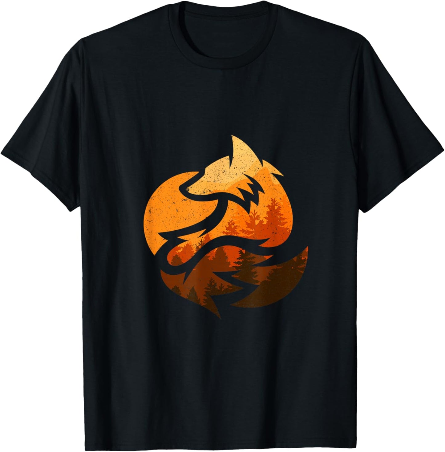 Fox Animal Design Gifts with Nature Trees Hunting T-Shirt - T-Shirt | Black