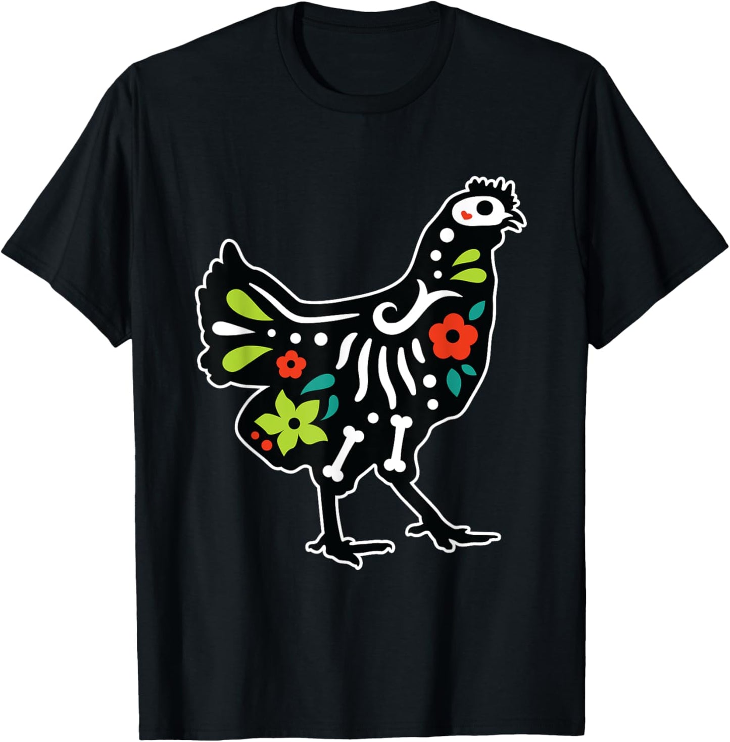Chicken Sugar Skull Dia De Los Muertos Mexican Day Of Dead T-Shirt - T-Shirt | Black