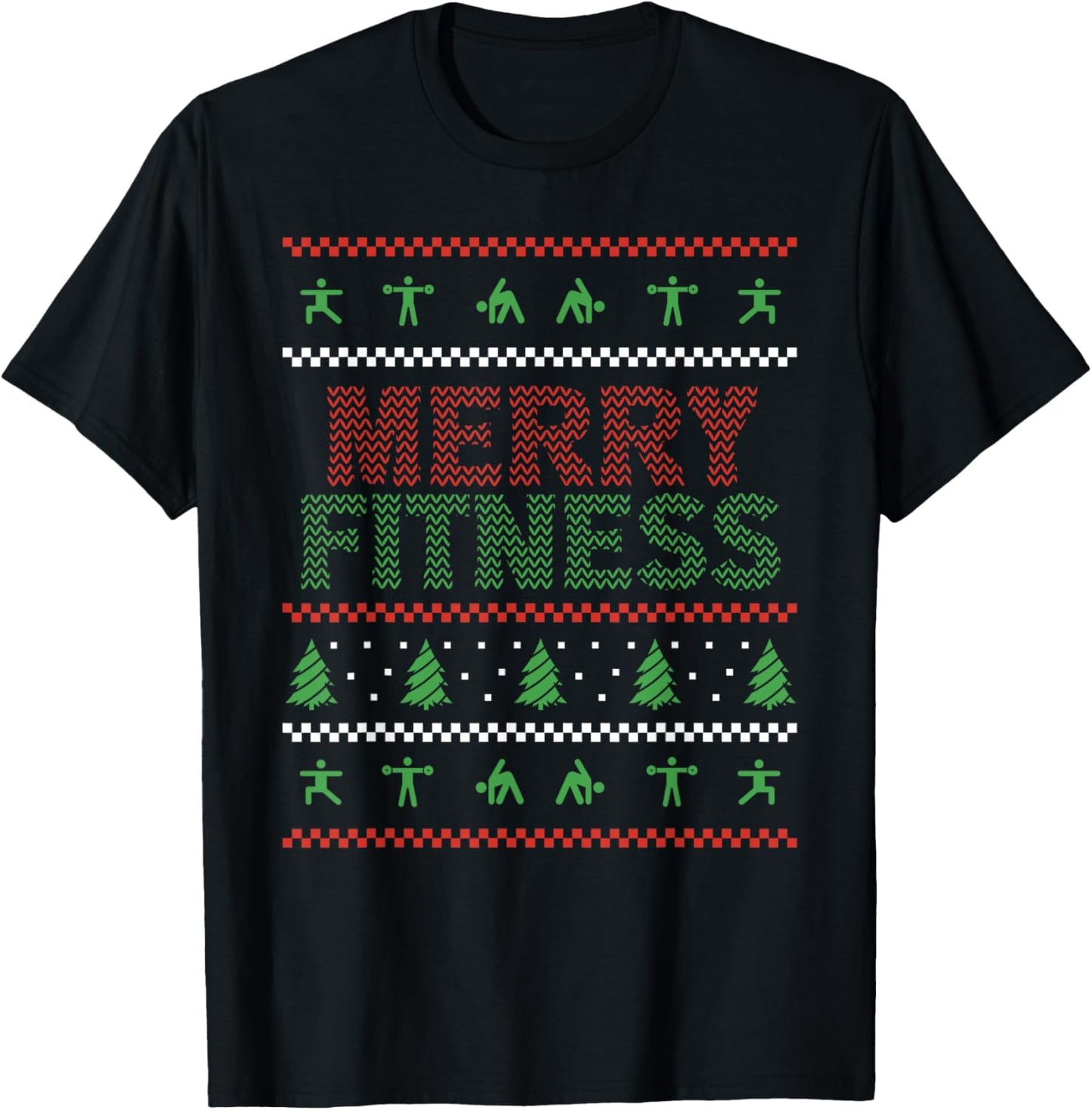 Christmas Gym Workout Ugly Christmas Merry Fitness T-Shirt - T-Shirt | Black