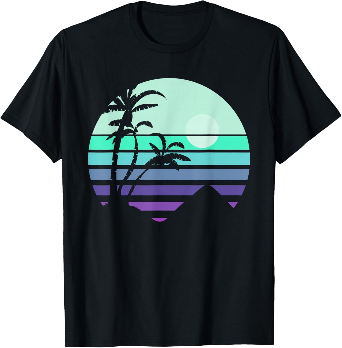 Tropical Summer Holiday Palm Trees Tropical Retro Summer T-Shirt - T-Shirt | Black