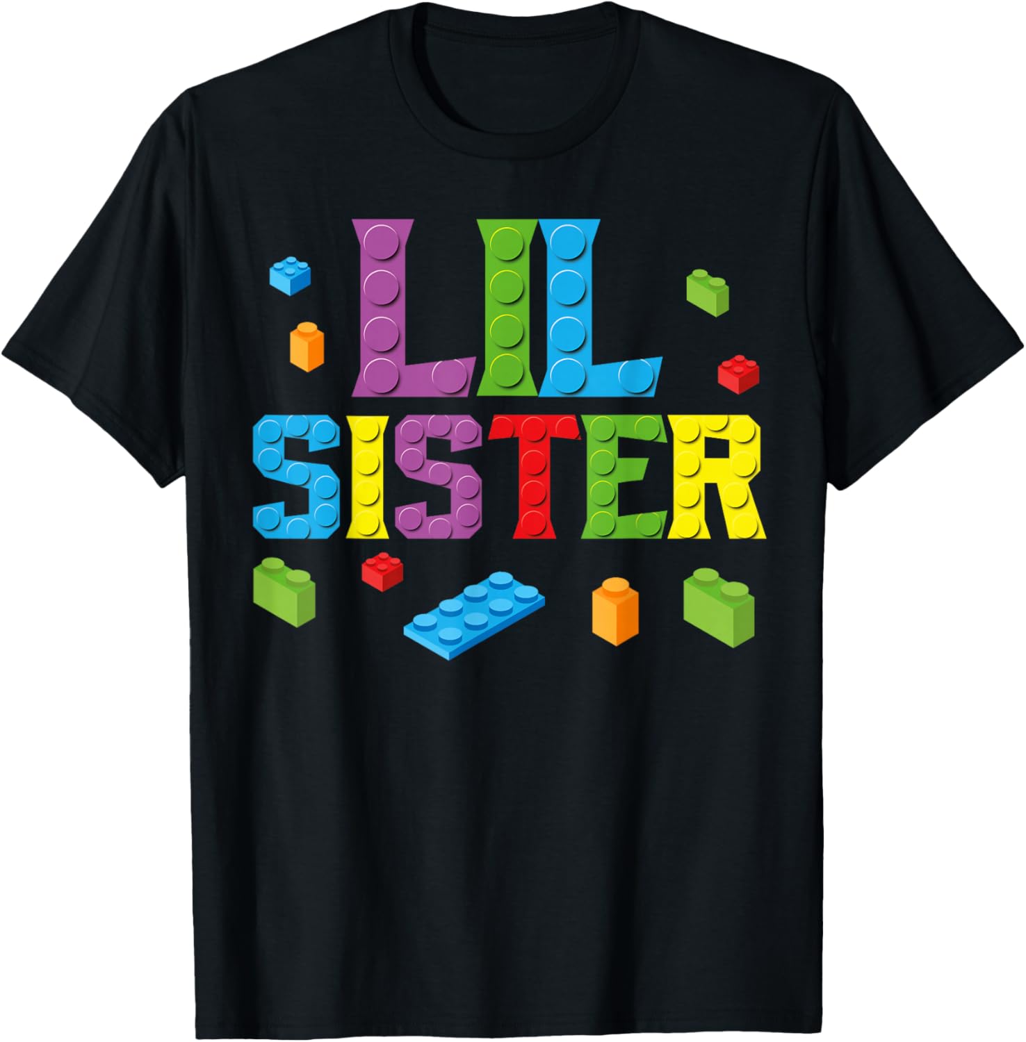 Lil Sister Master Builder Building Bricks Blocks Family Set T-Shirt - T-Shirt | Black