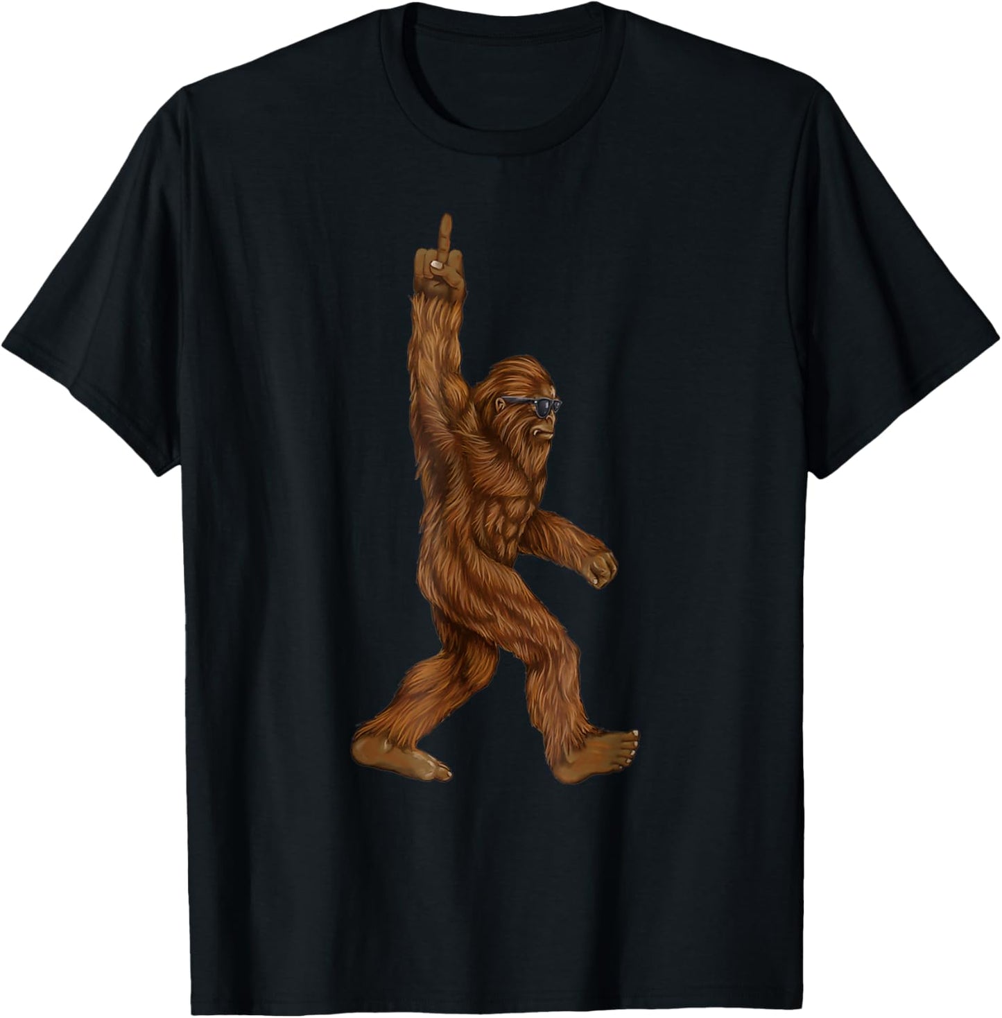 Bigfoot Middle Finger for Squatch Believers Funny T-Shirt - T-Shirt | Black
