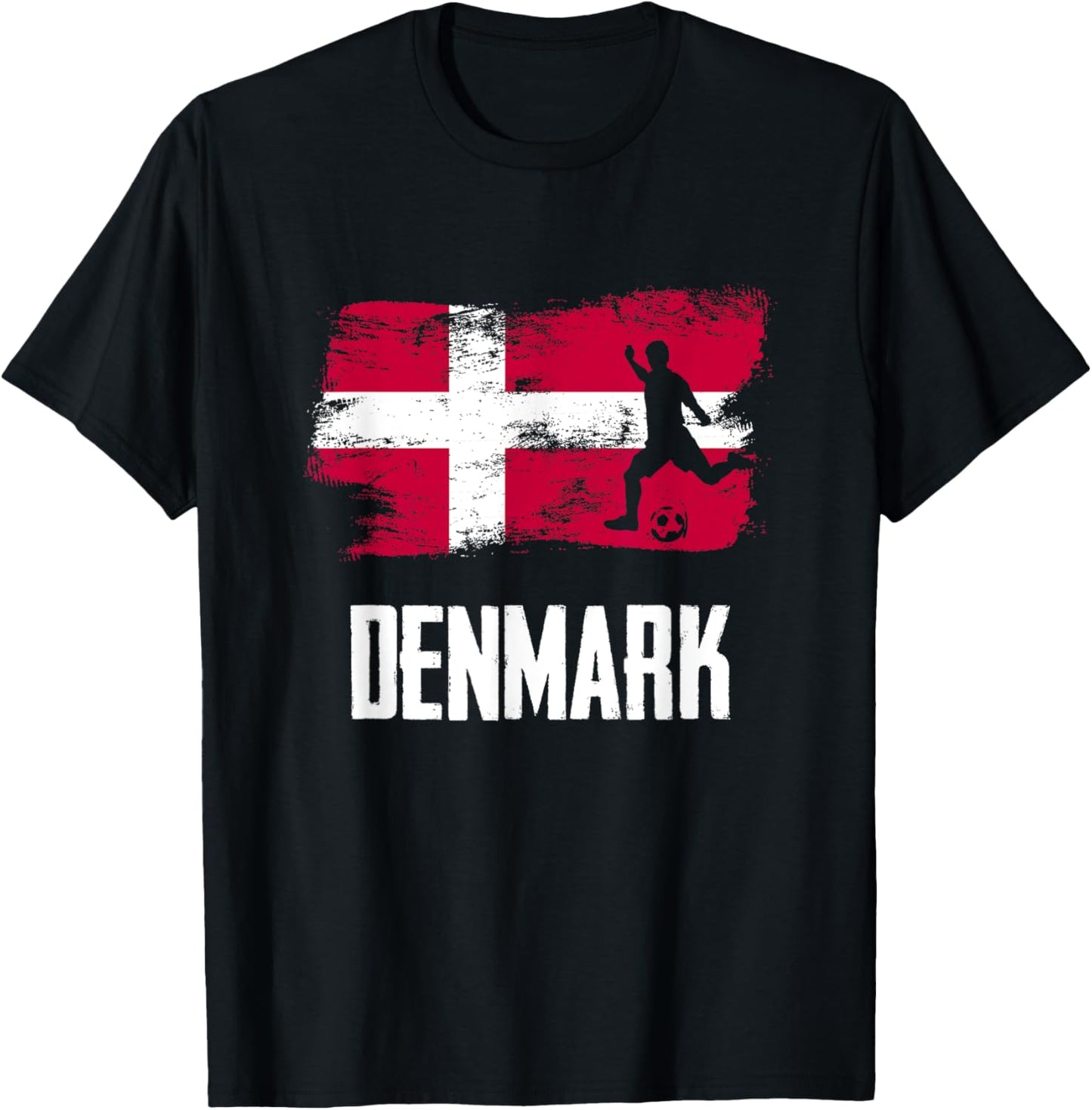Denmark Flag Jersey Danish Soccer Team Danish T-Shirt - T-Shirt | Black