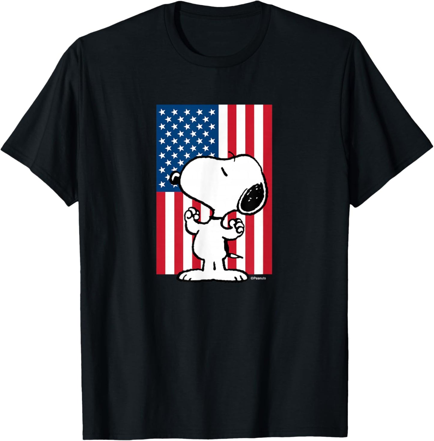 Peanuts - Snoopy USA Flag T-Shirt - T-Shirt | Black
