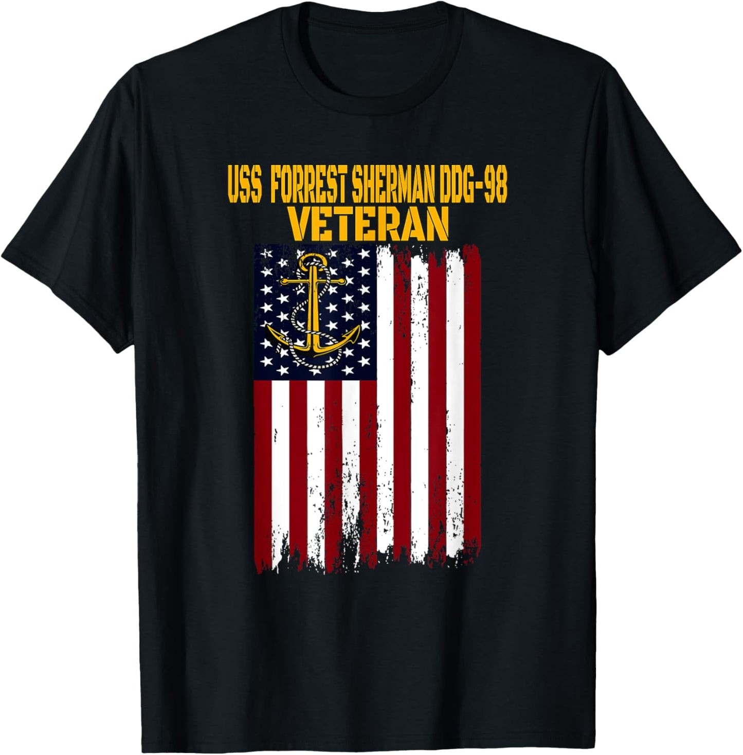 USS Forrest Sherman DDG-98 Destroyer Veteran Day Fathers Day T-Shirt - T-Shirt | Black