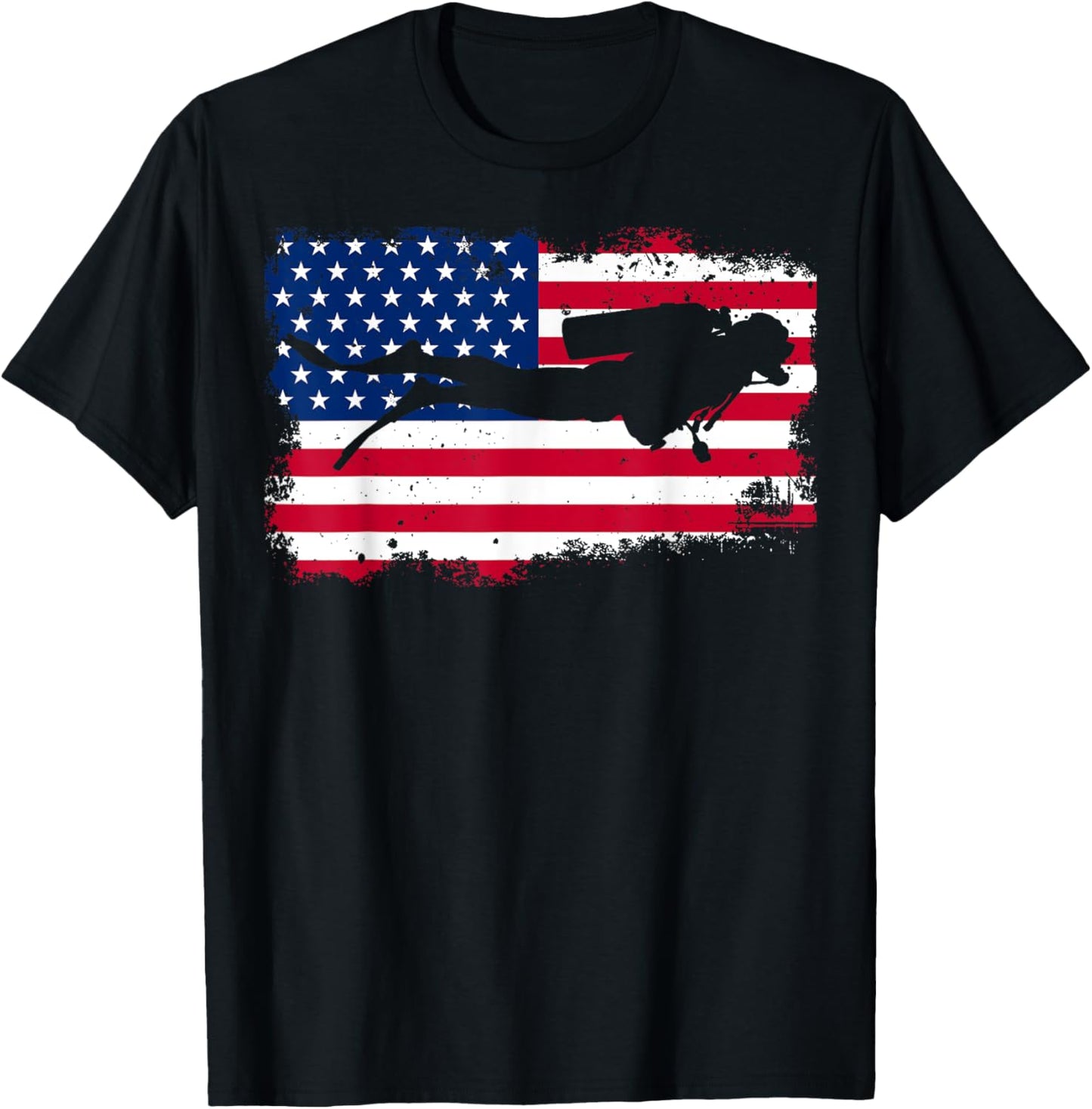 USA Scuba Diving USA Flag scuba diver Women Men T-Shirt - T-Shirt | Black