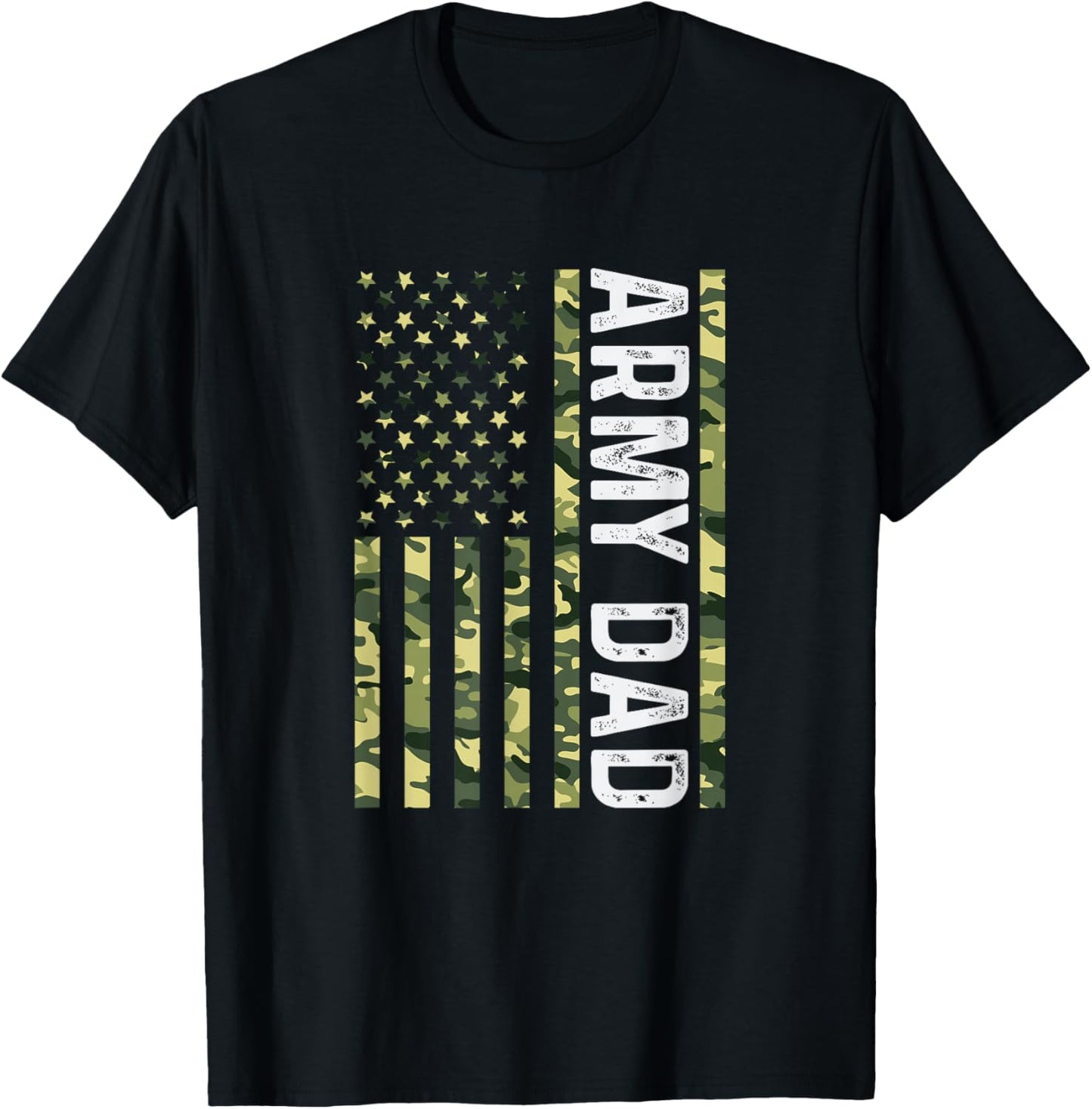 Proud Army Dad United States USA Flag for Father's Day T-Shirt - T-Shirt | Black
