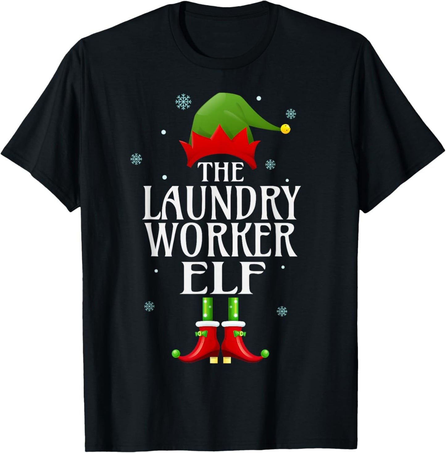 Laundry Worker Elf Xmas Funny Family Matching Christmas T-Shirt - T-Shirt | Black