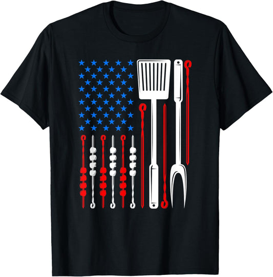 American Flag Barbecue Son Dad Husband Fathers Day Funny T-Shirt - T-Shirt | Black