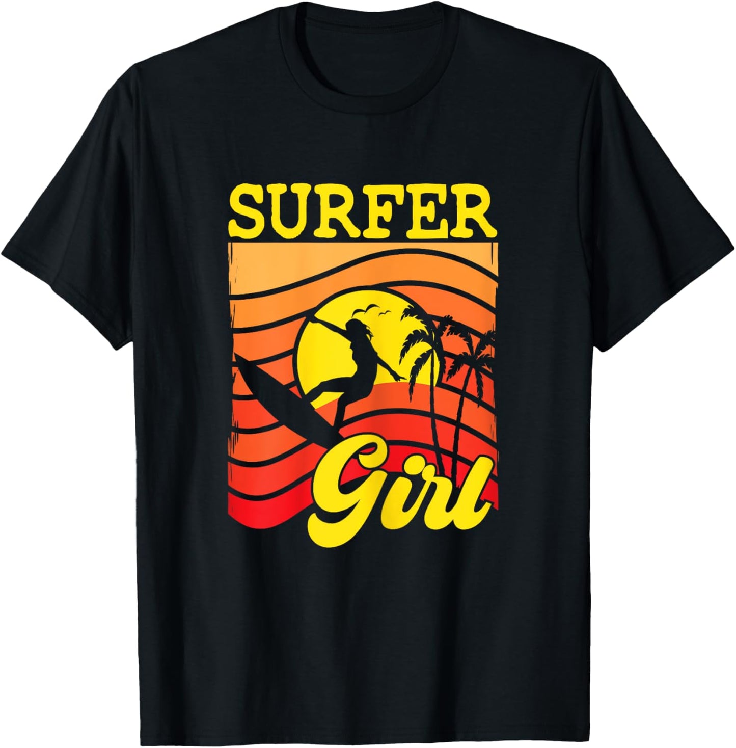Surfer Girl Surfboarding Surf Lover Surfboard T-Shirt - T-Shirt | Black
