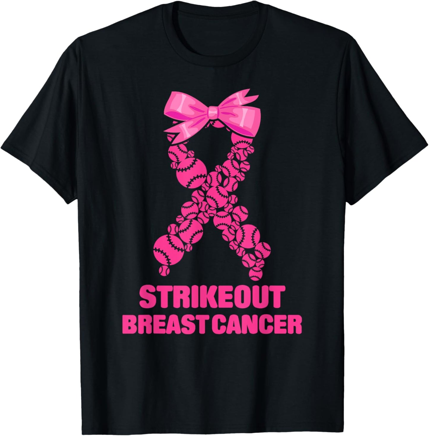 Strike Out Breast Cancer Awareness Softball Fighters T-Shirt - T-Shirt | Black