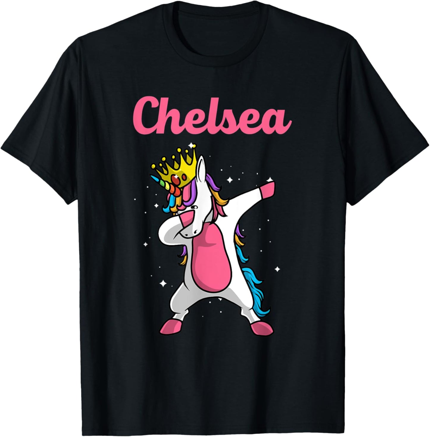 CHELSEA Gift Name Personalized Birthday Dabbing Unicorn T-Shirt - T-Shirt | Black