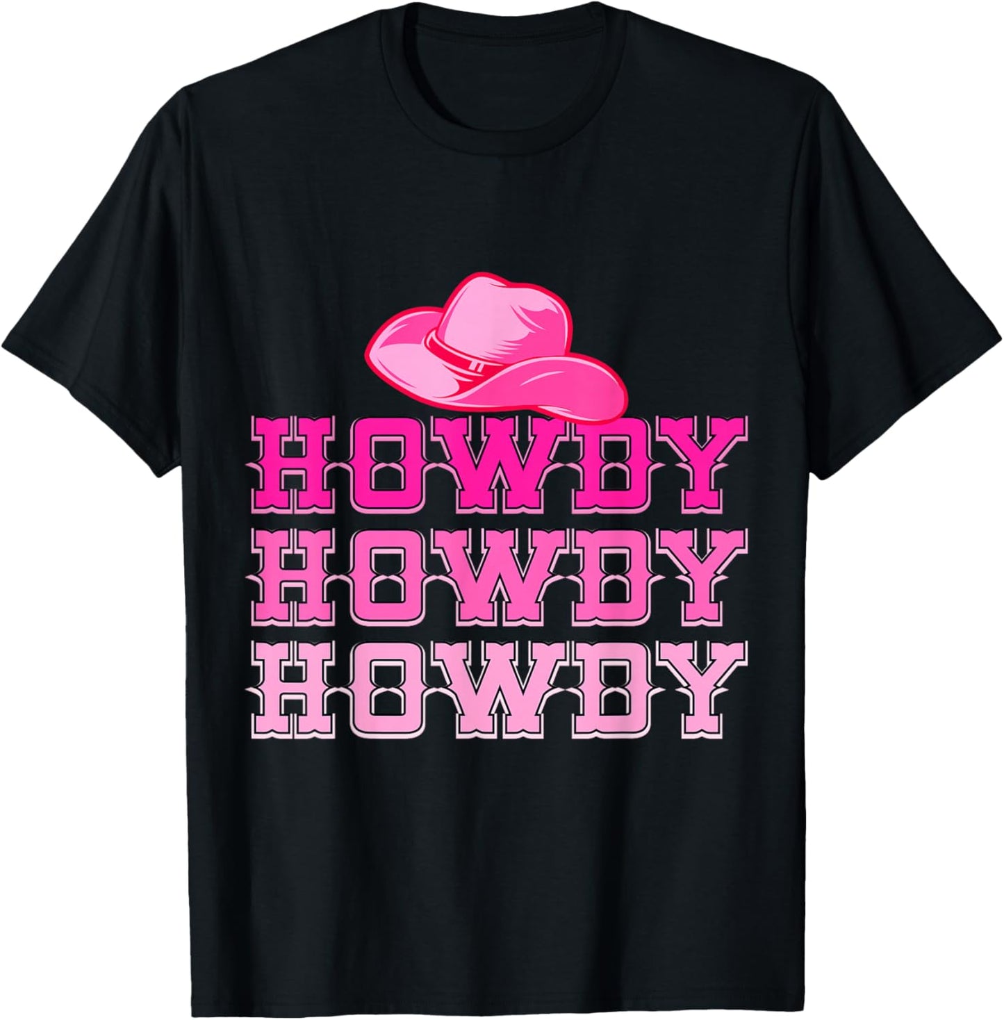 Pink Howdy Western Rodeo Country Woody Cowboy Yee Haw Women T-Shirt - T-Shirt | Black
