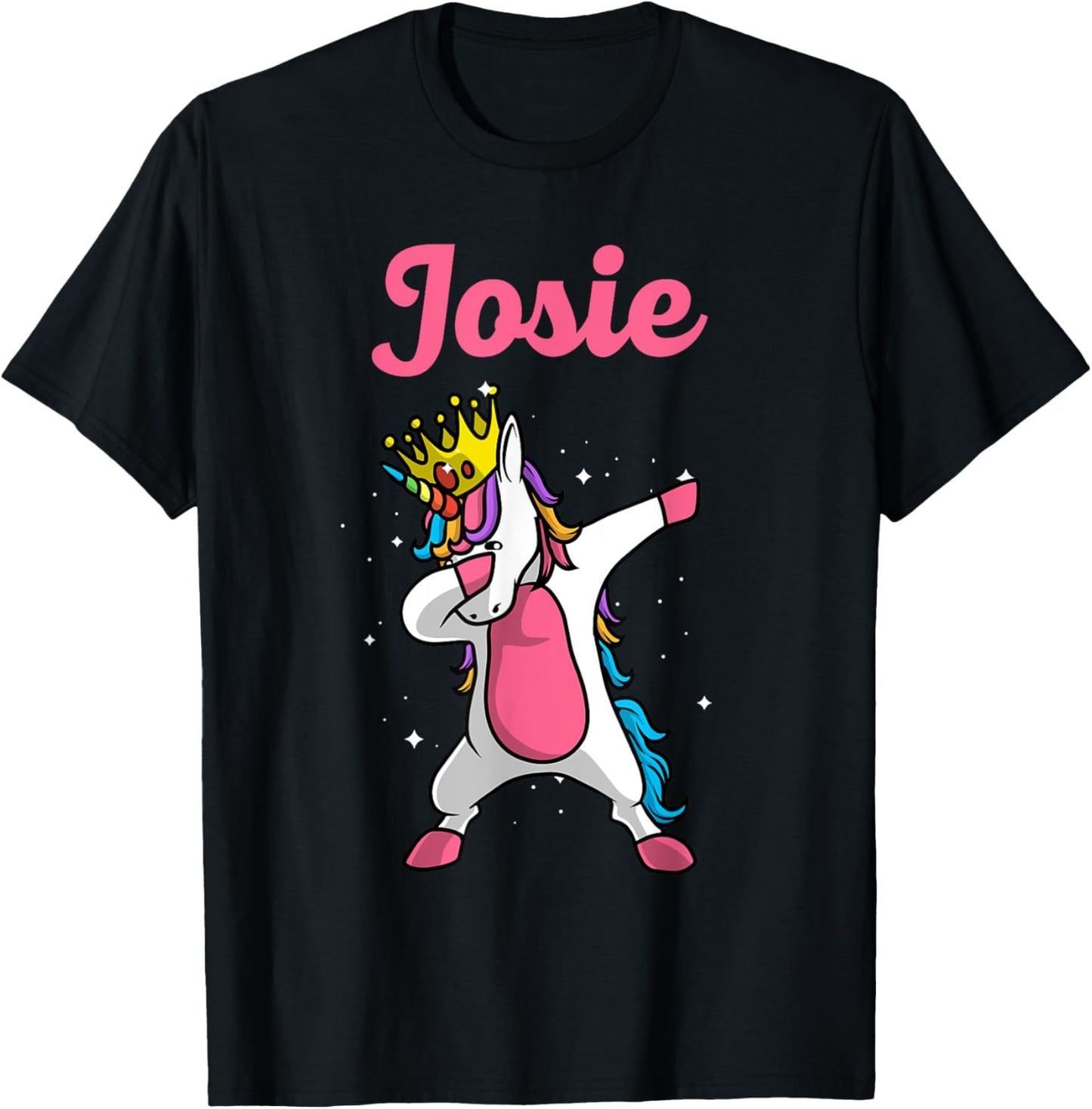 JOSIE Gift Name Personalized Birthday Dabbing Unicorn Queen T-Shirt - T-Shirt | Black