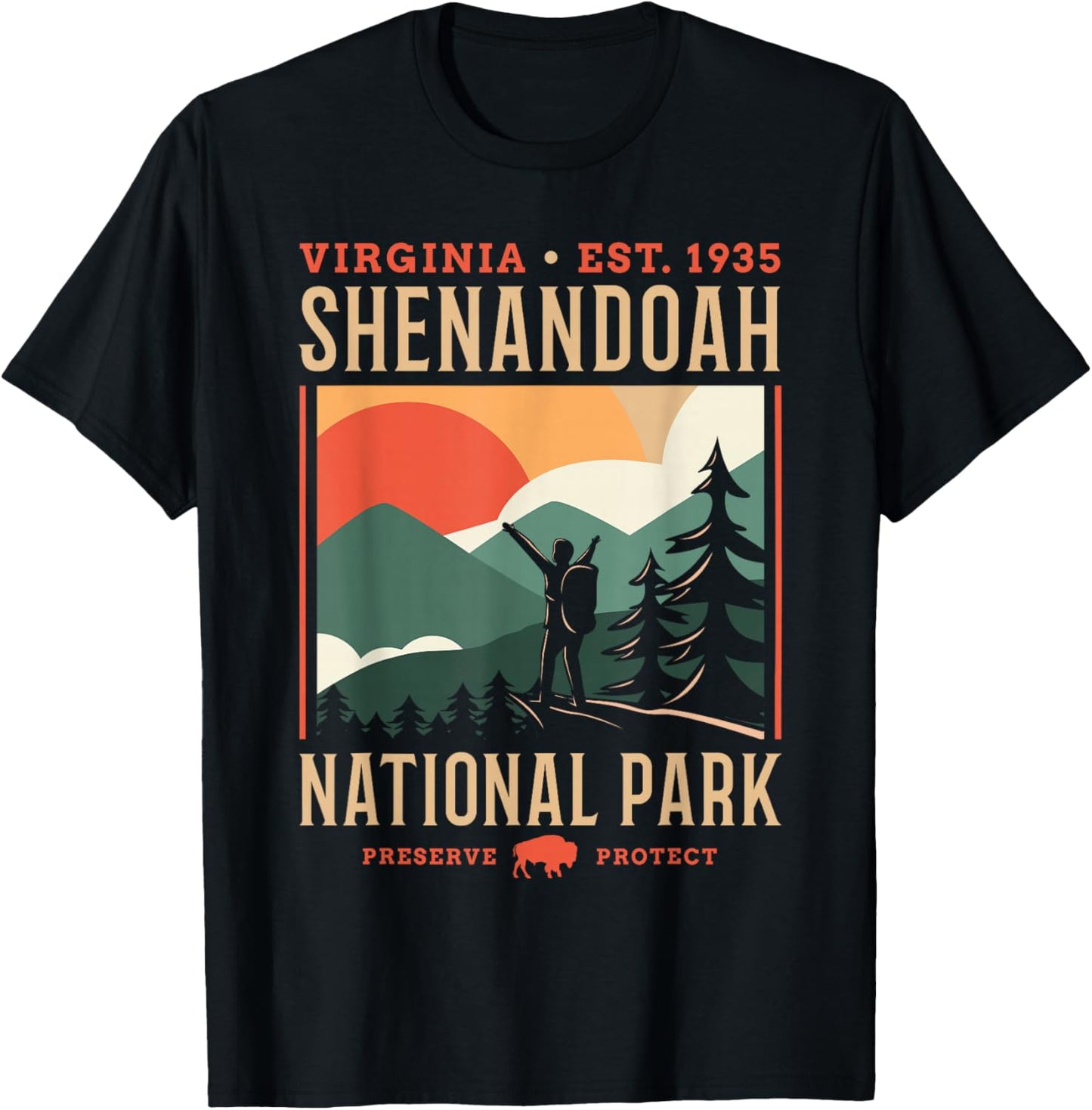 Shenandoah US National Park Virginia Gift T-Shirt - T-Shirt | Black