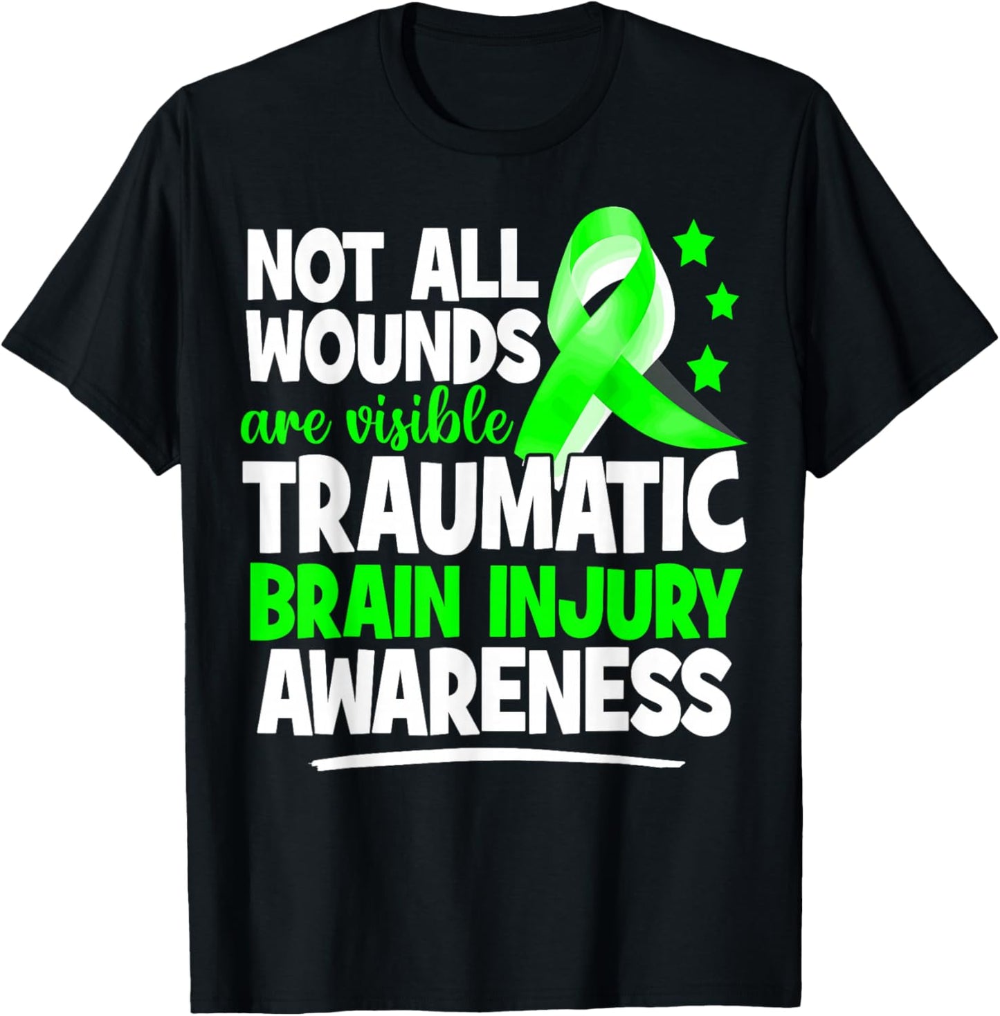 TBI Awareness Not All Wounds Are Visible TBI Brain Injury T-Shirt - T-Shirt | Black