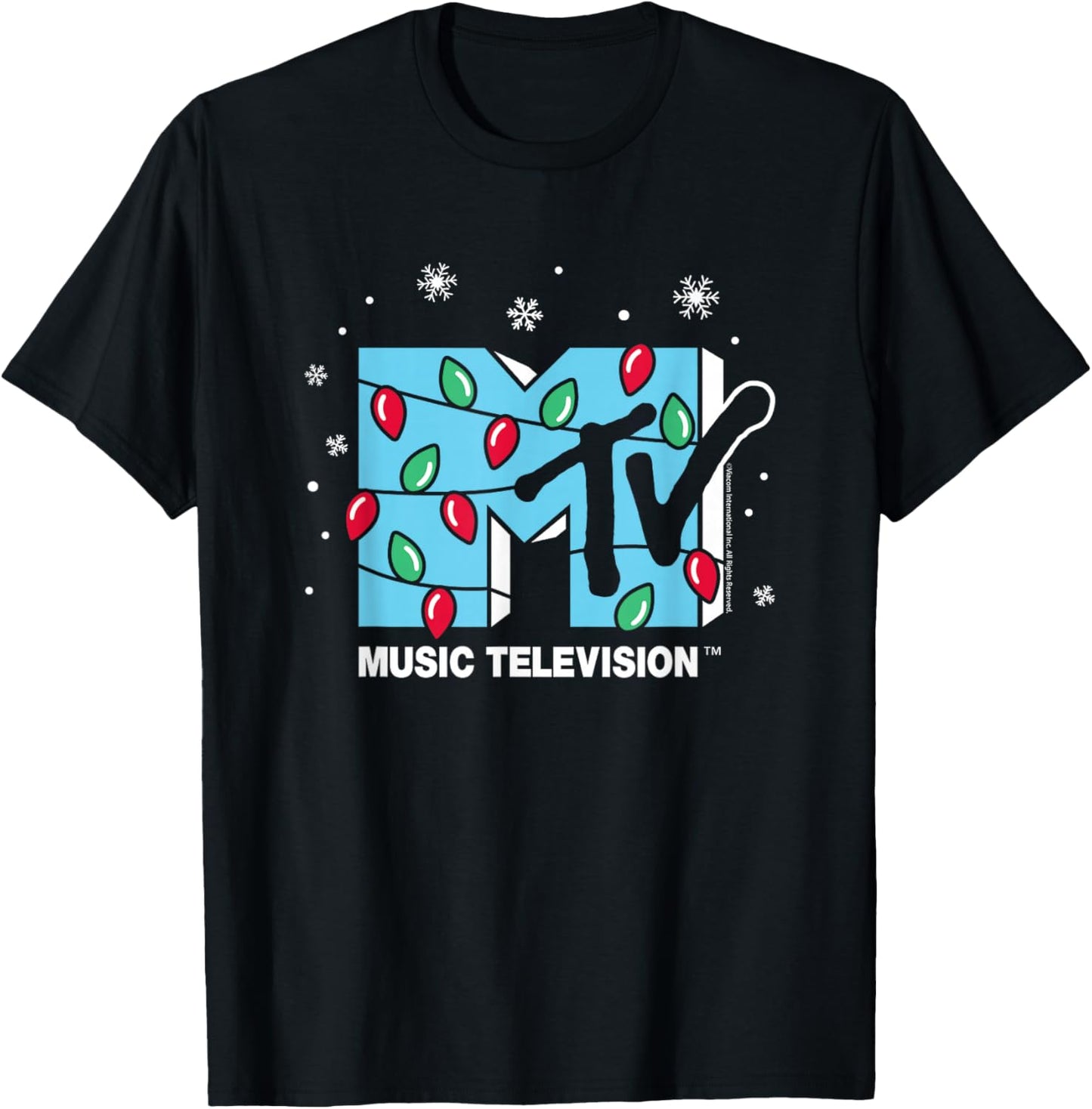 MTV - MTV Christmas Lights T-Shirt - T-Shirt | Black