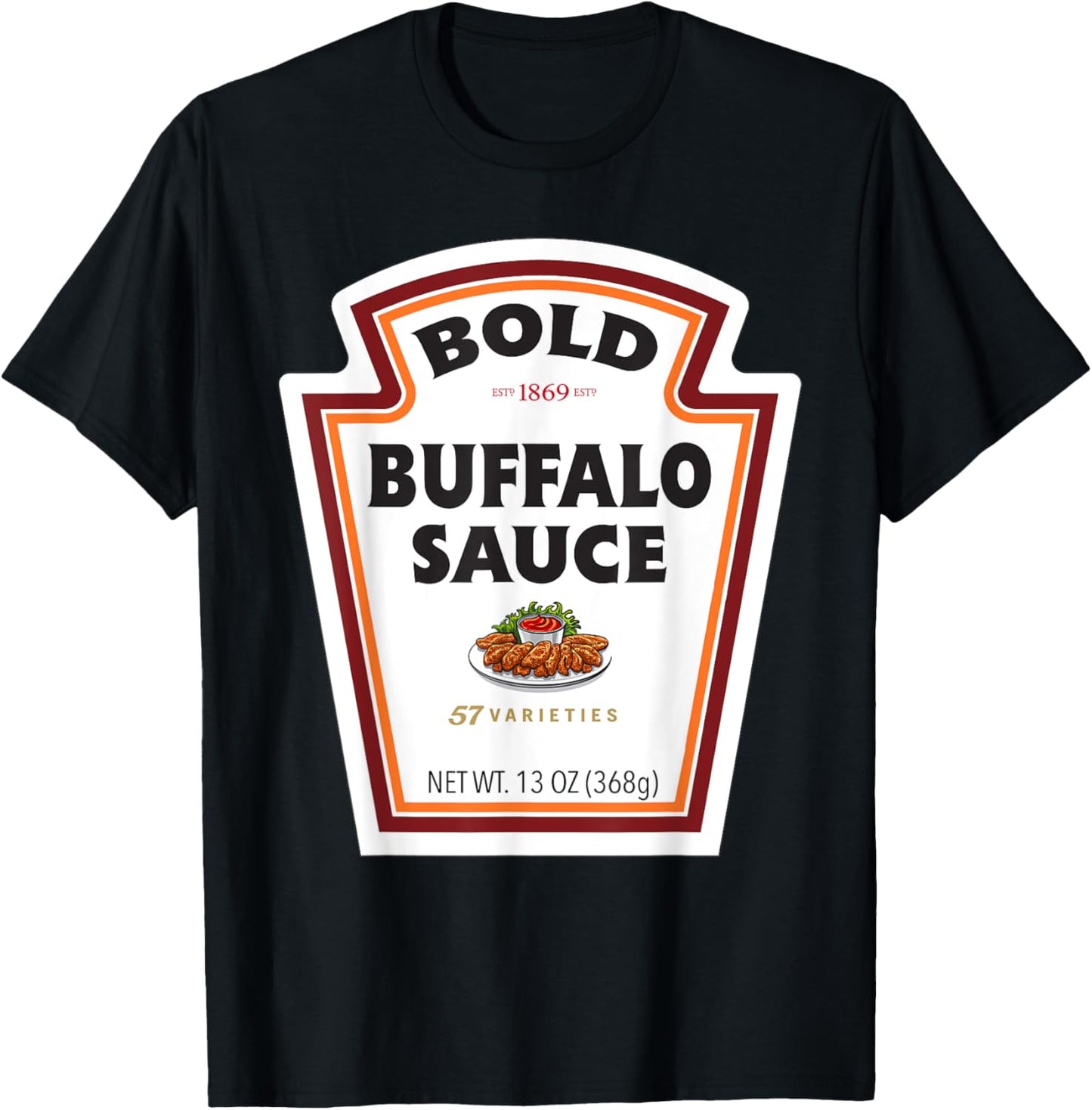Bold Buffalo Sauce Bottle Label Funny Halloween Costume T-Shirt - T-Shirt | Black