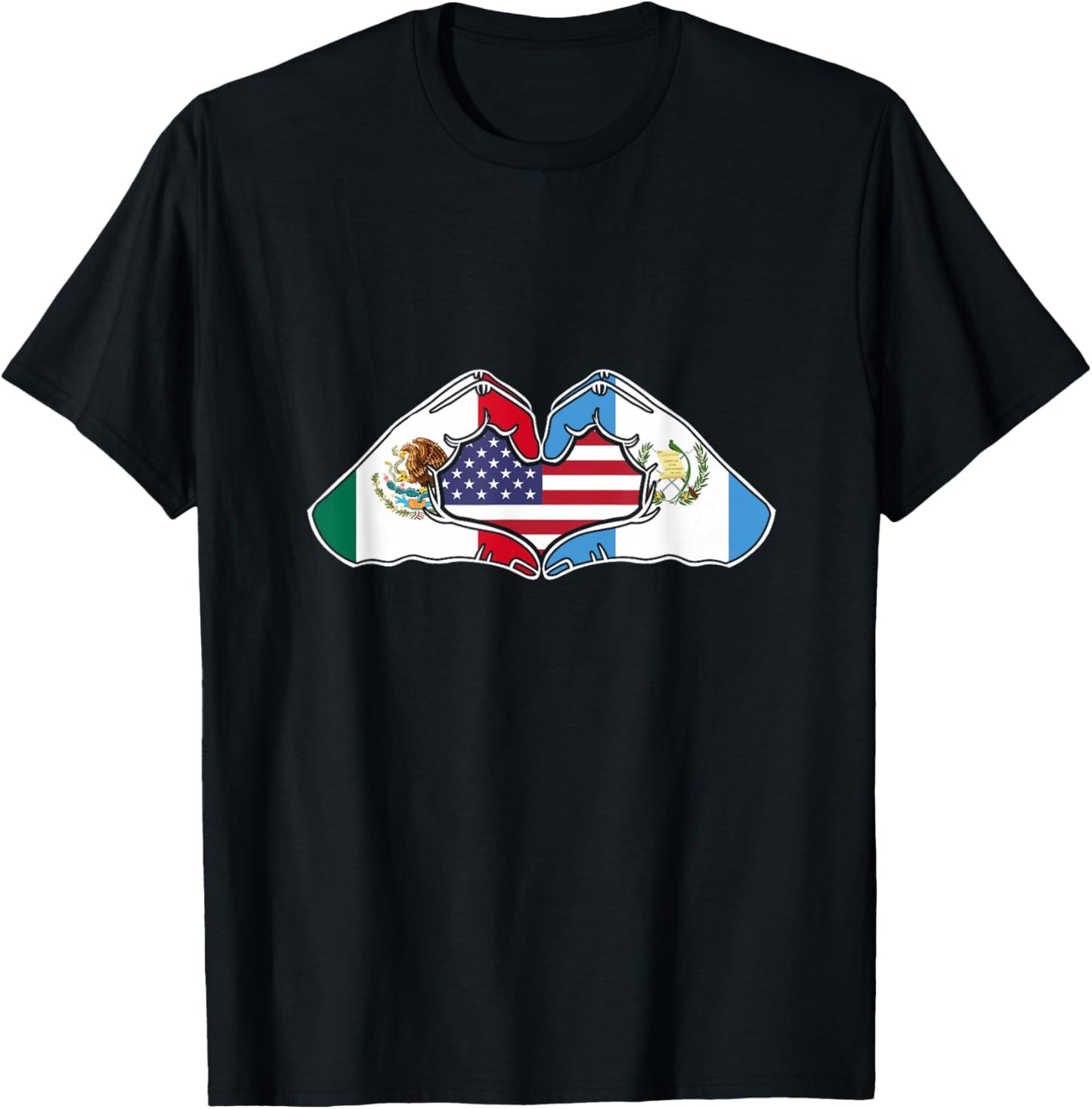Heart hands Mexico, Guatemala and the USA. T-Shirt - T-Shirt | Black
